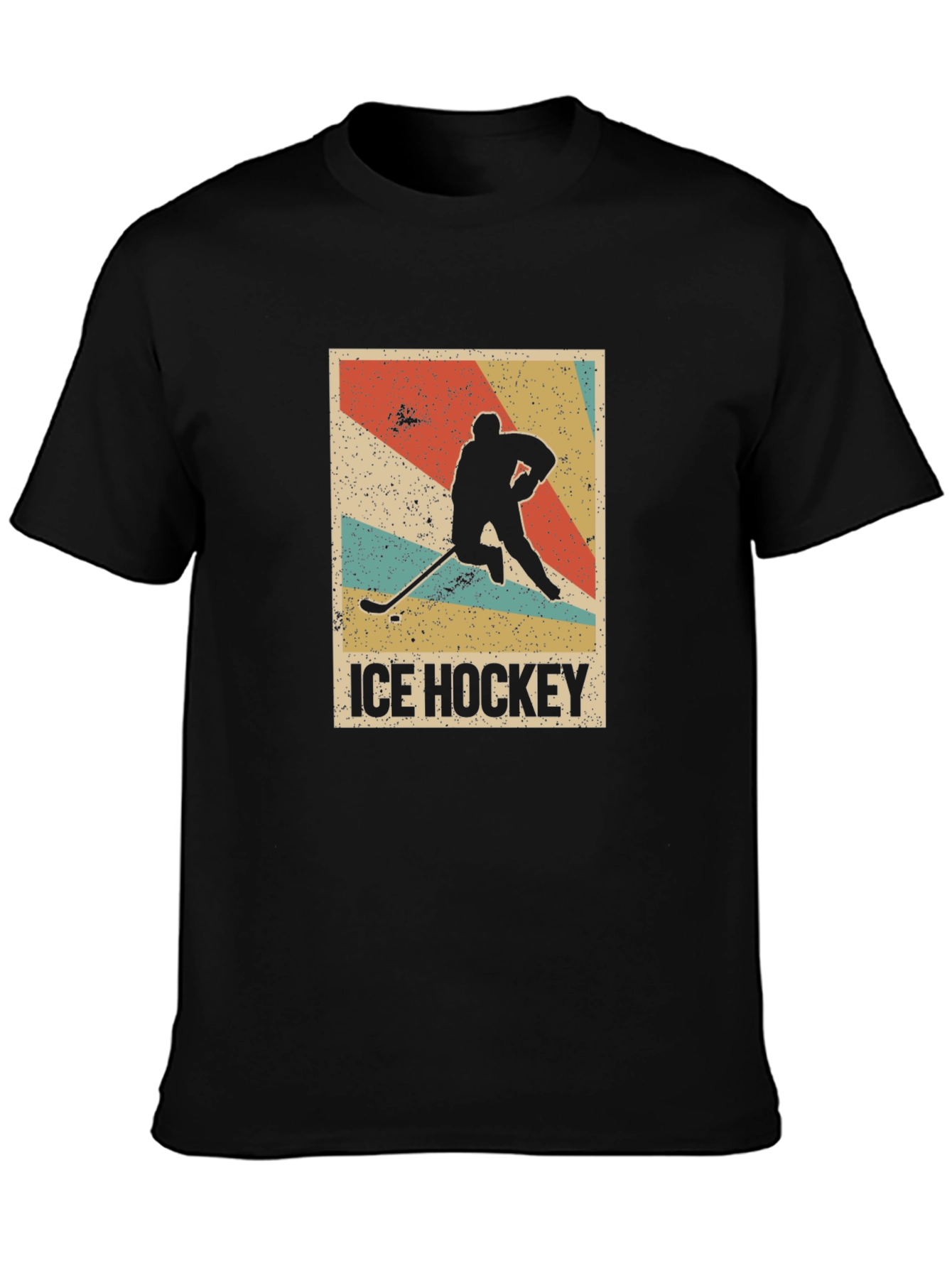 Ice Hockey Retro Style Black T-Shirt
