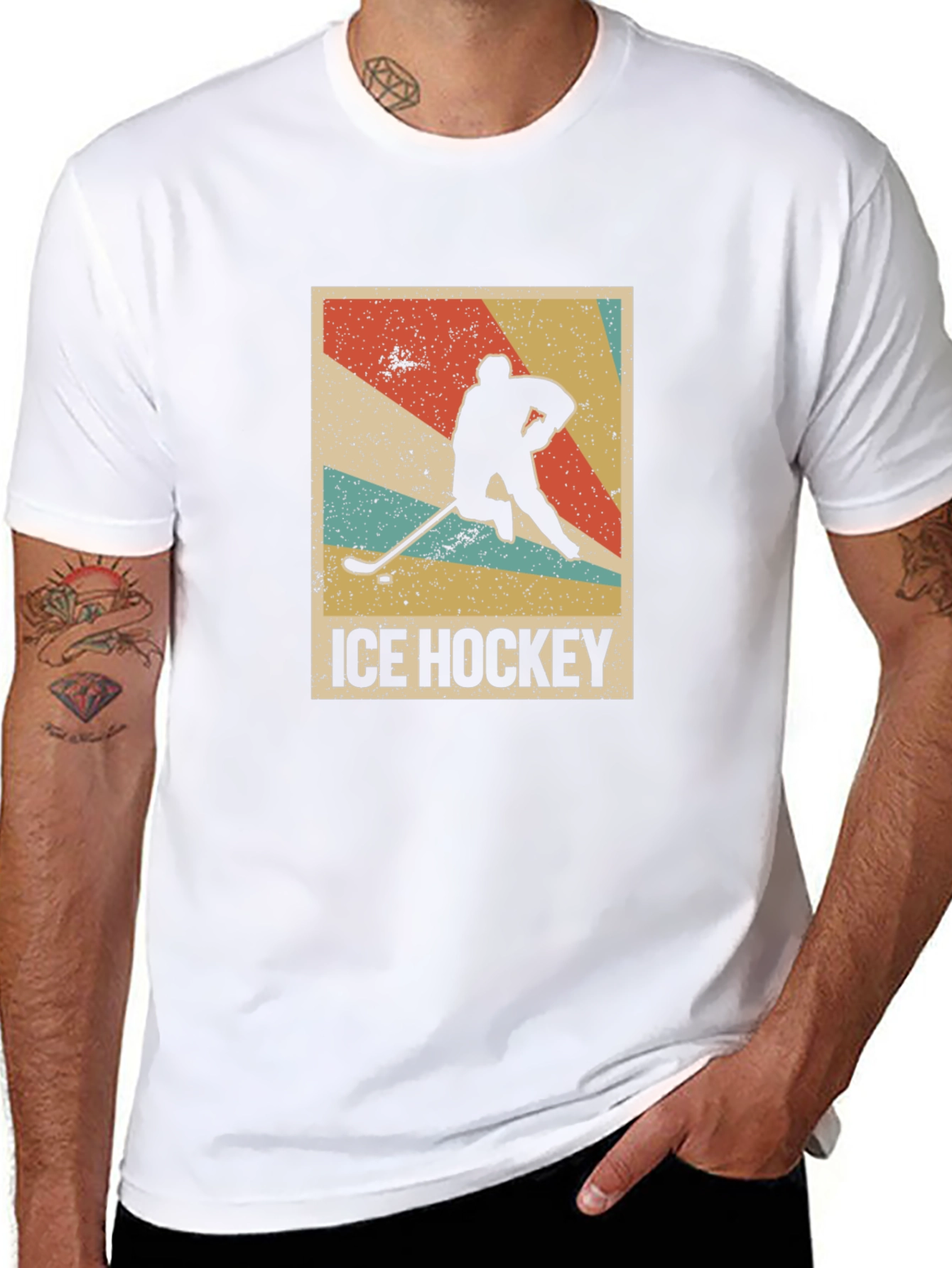 Ice Hockey Retro Style Black T-Shirt