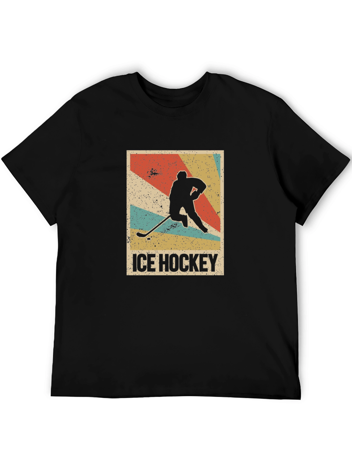 Ice Hockey Retro Style Black T-Shirt