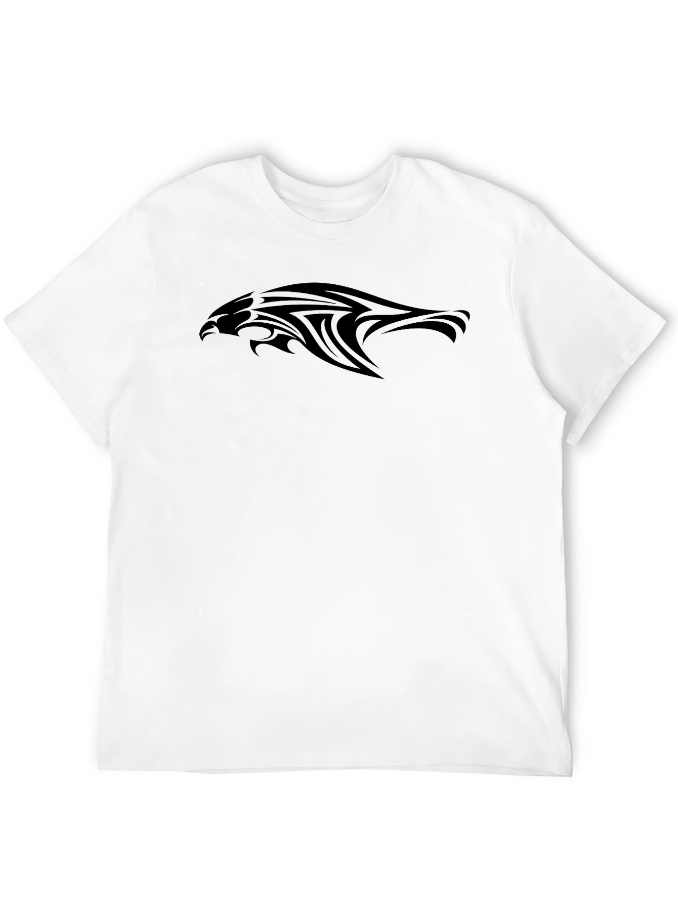 Mens Black Graphic Tee - Tribal Hawk Design