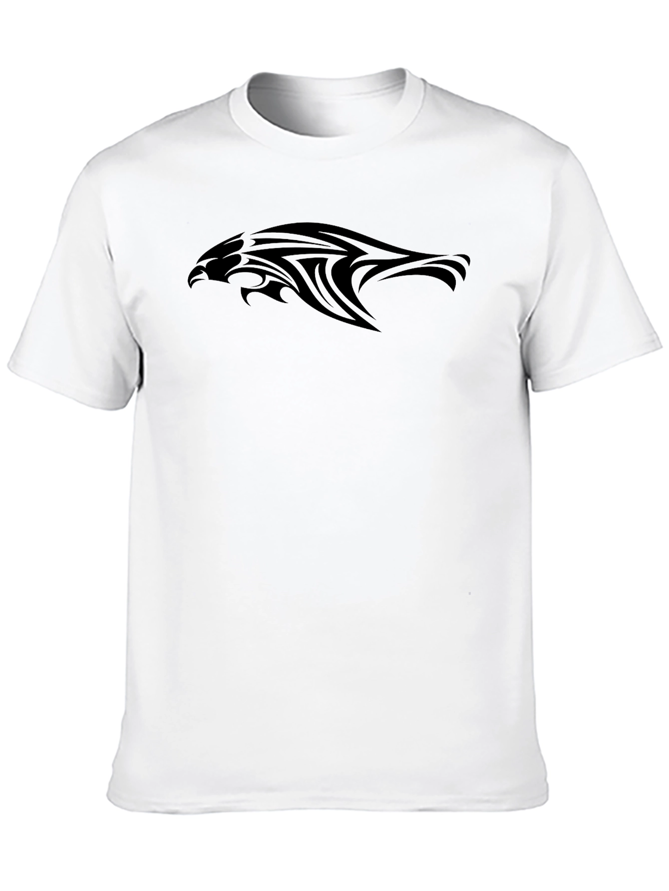 Mens Black Graphic Tee - Tribal Hawk Design