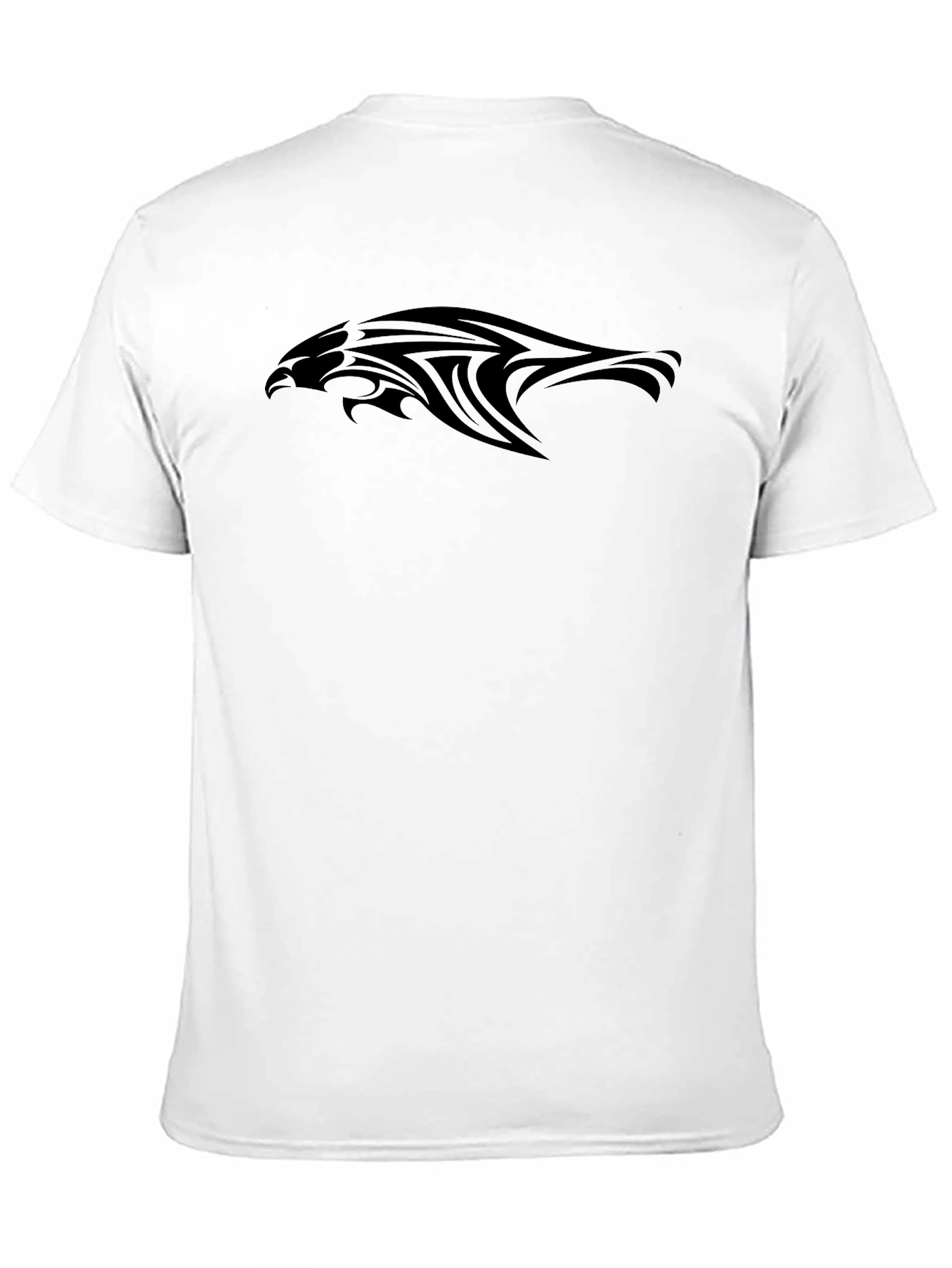 Mens Black Graphic Tee - Tribal Hawk Design