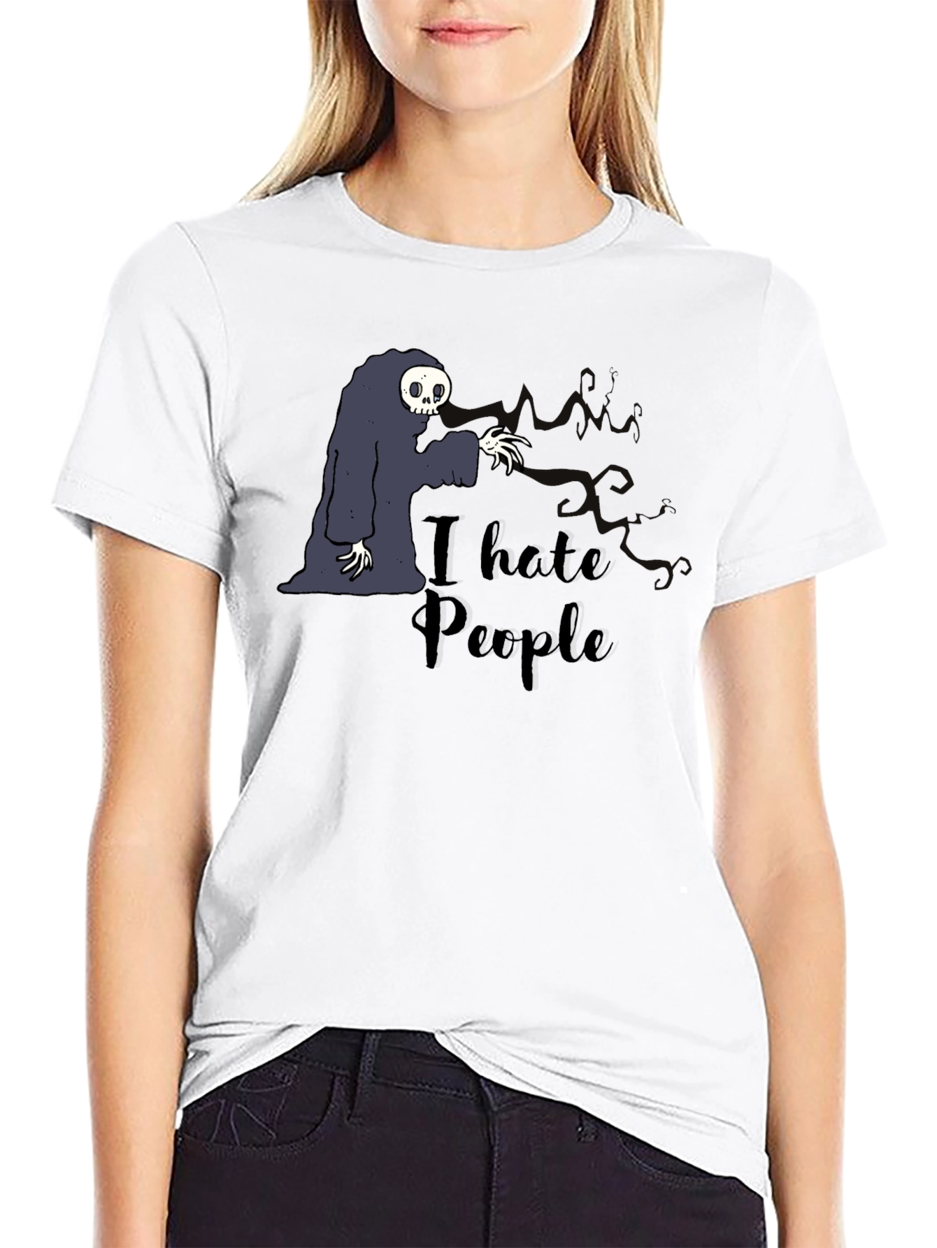 I Hate People T-Shirt - Grim Reaper Funny Tee