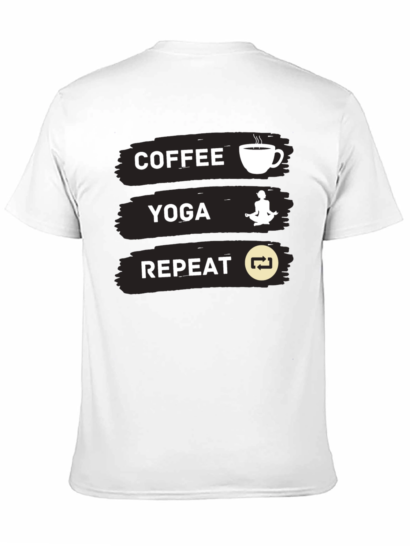 Coffee Yoga Repeat Graphic Tee - Black Casual T-Shirt