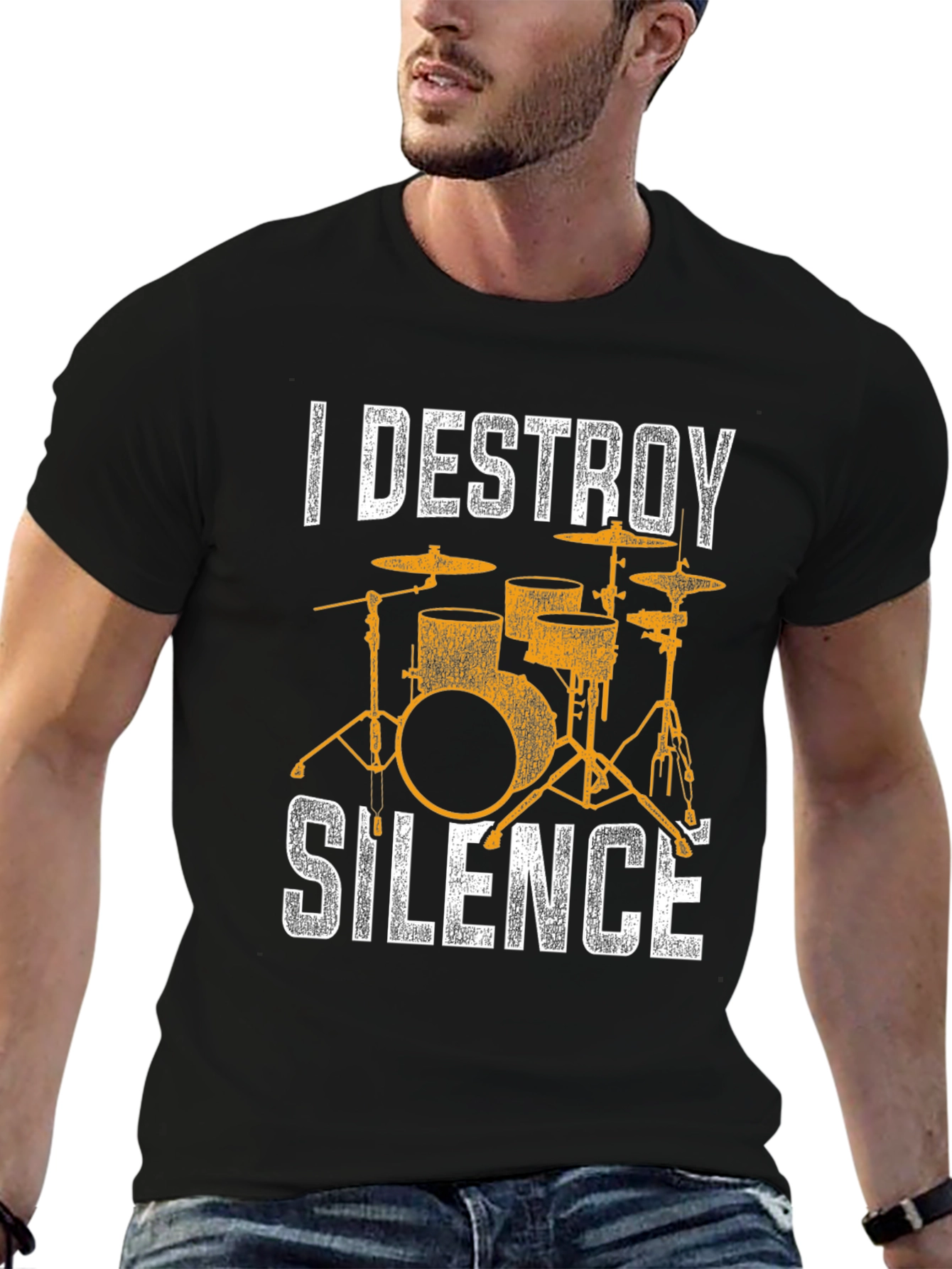 I Destroy Silence T-Shirt - Drum Set Design
