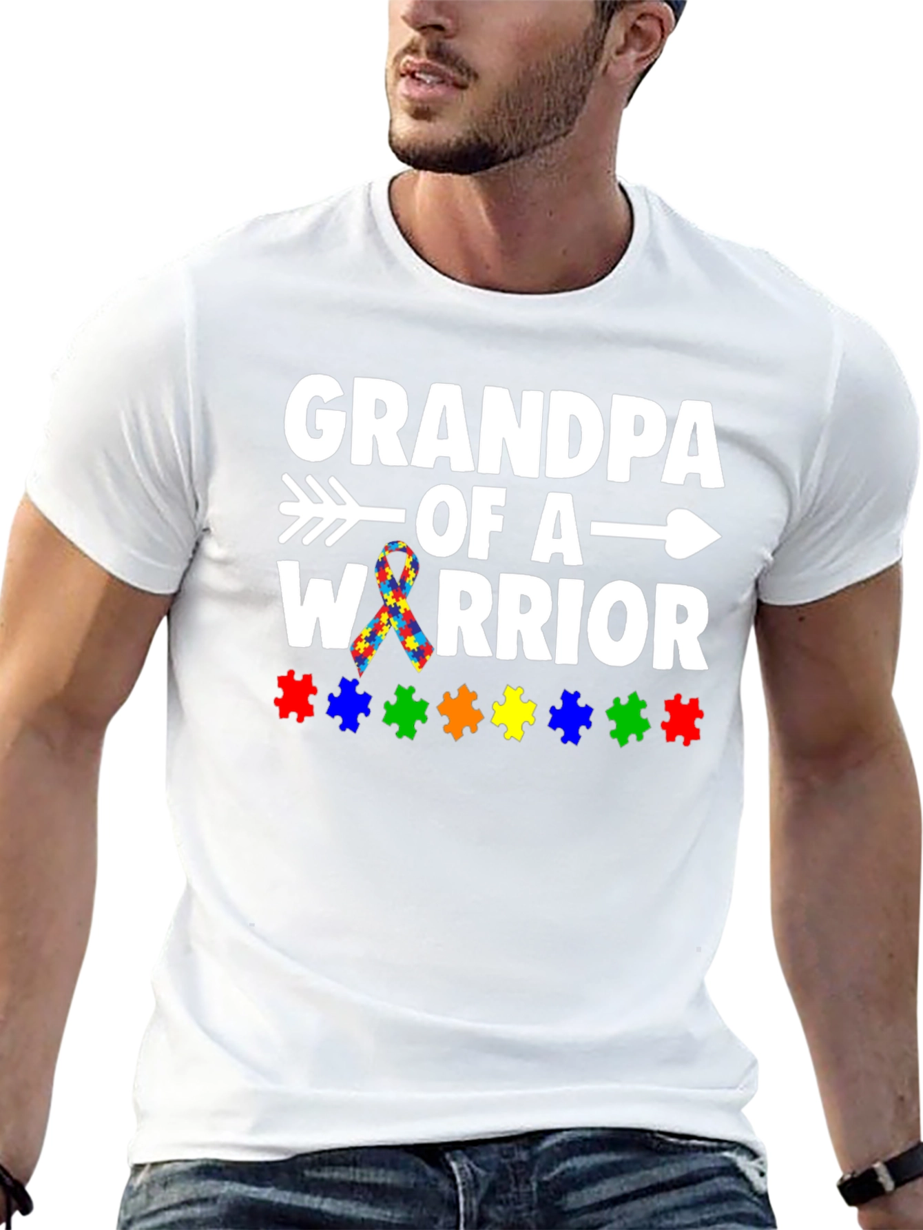 Grandpa Of A Warrior Autism Awareness T-Shirt
