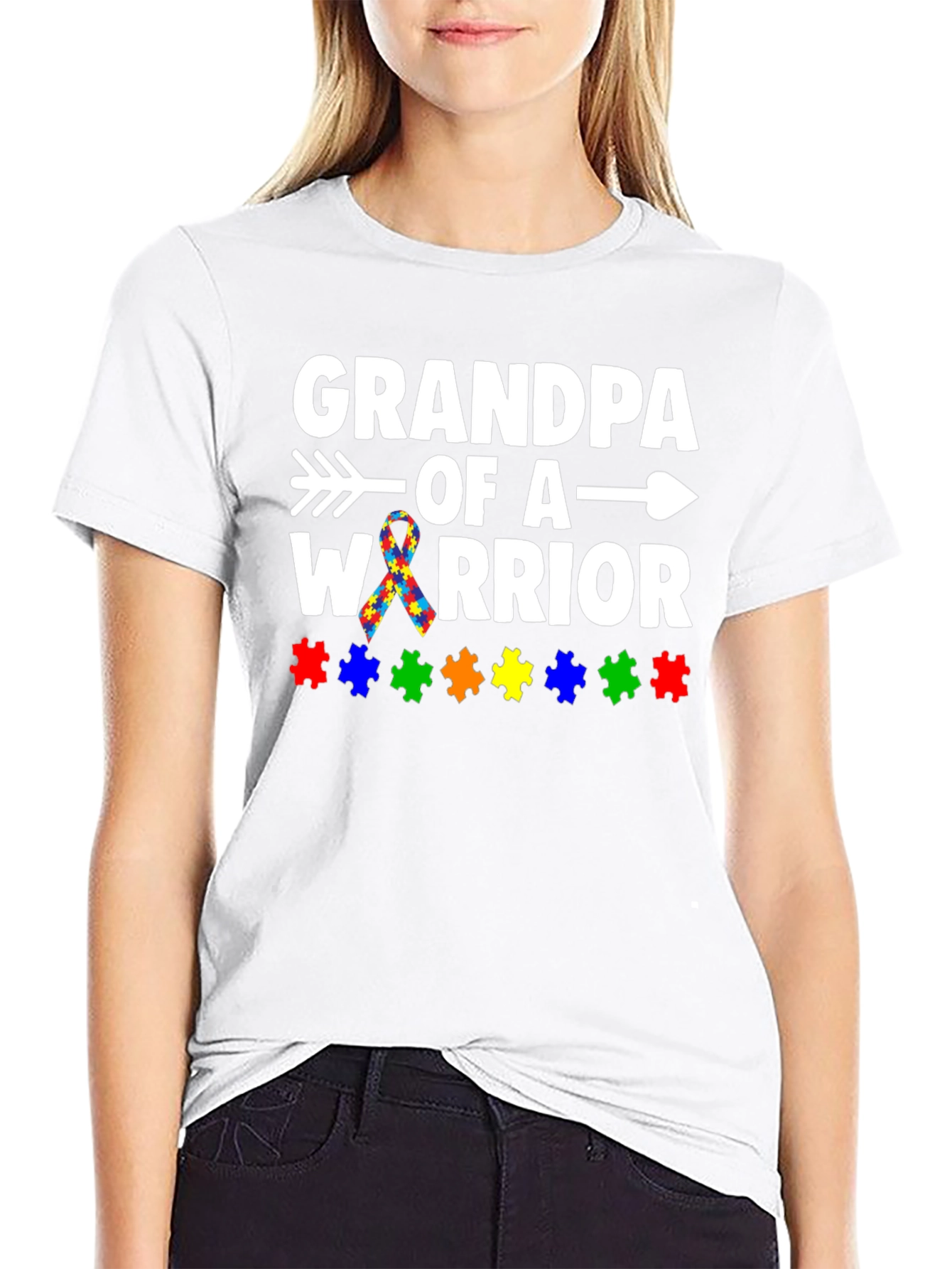 Grandpa Of A Warrior Autism Awareness T-Shirt
