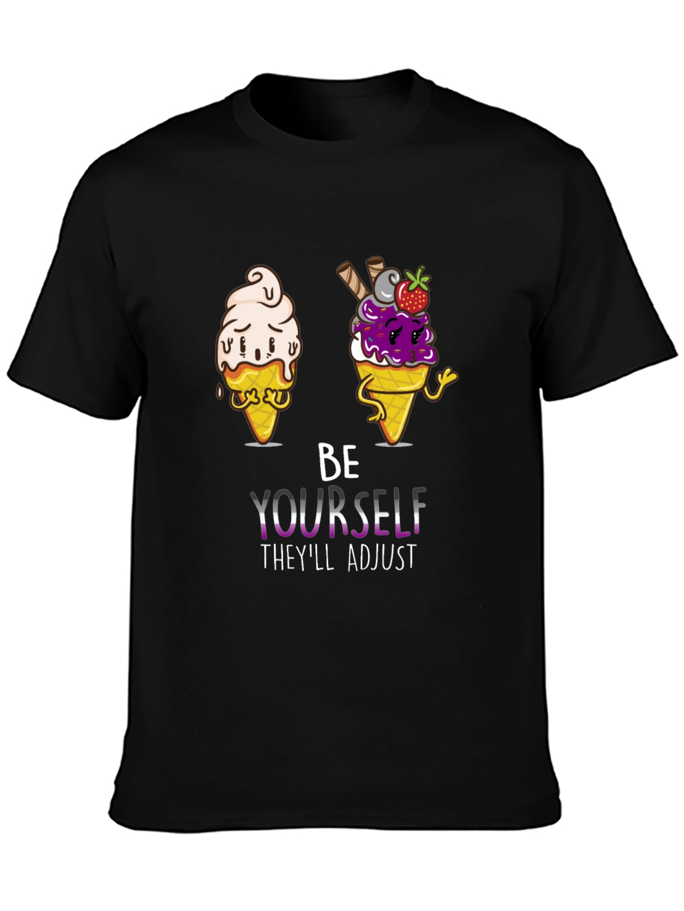 Be Yourself Pride Tee with Ice Cream Cone Design