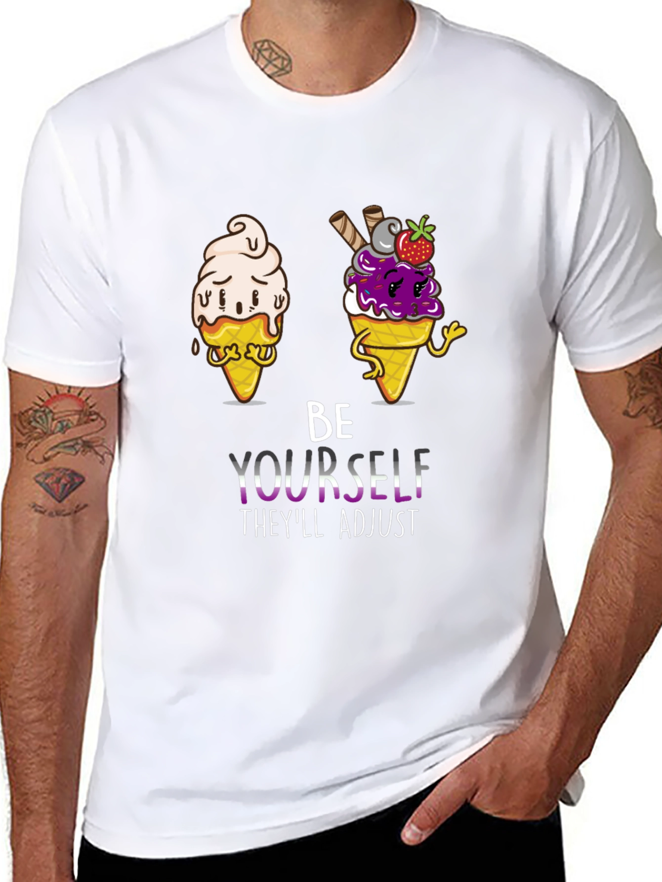 Be Yourself Pride Tee with Ice Cream Cone Design