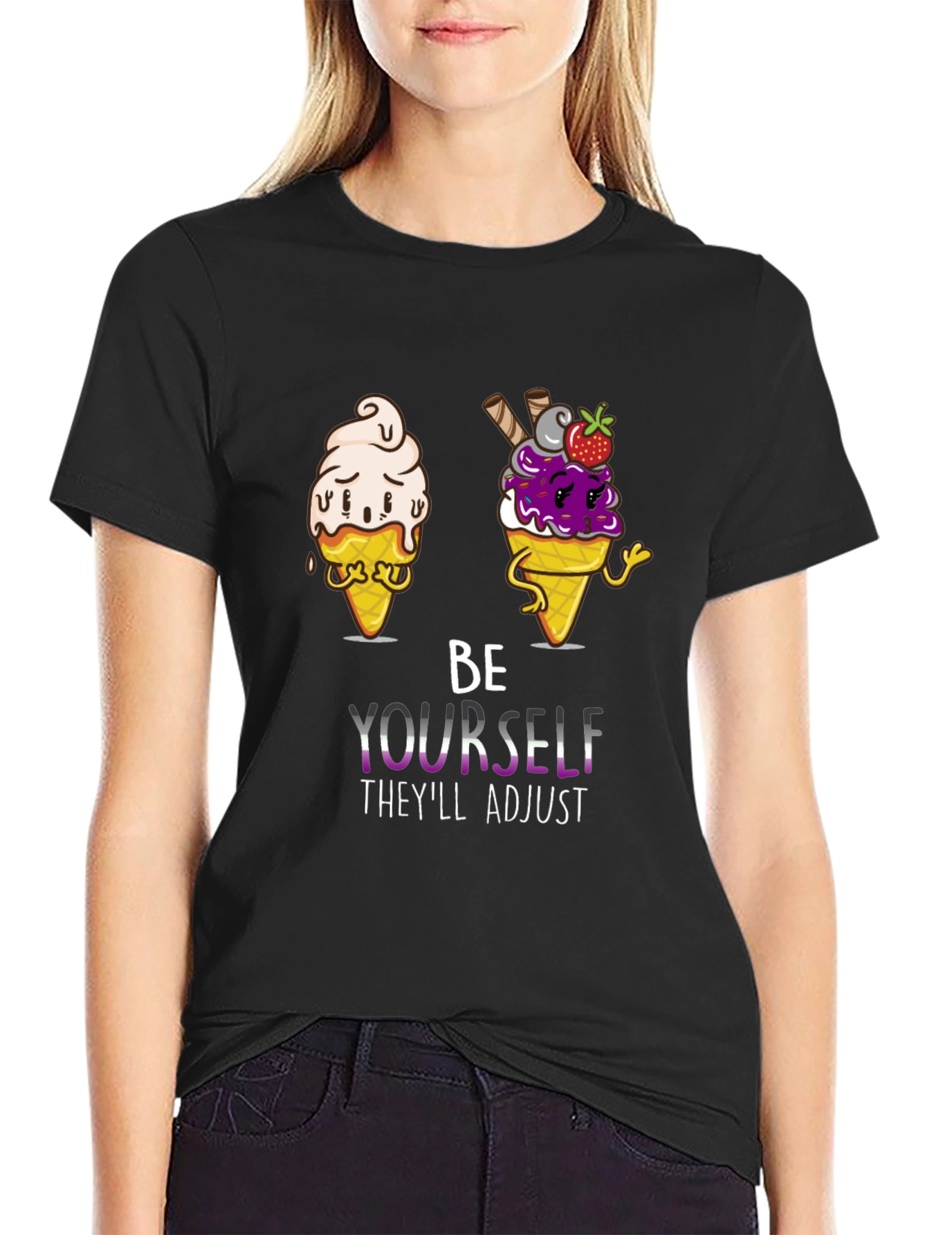 Be Yourself Pride Tee with Ice Cream Cone Design