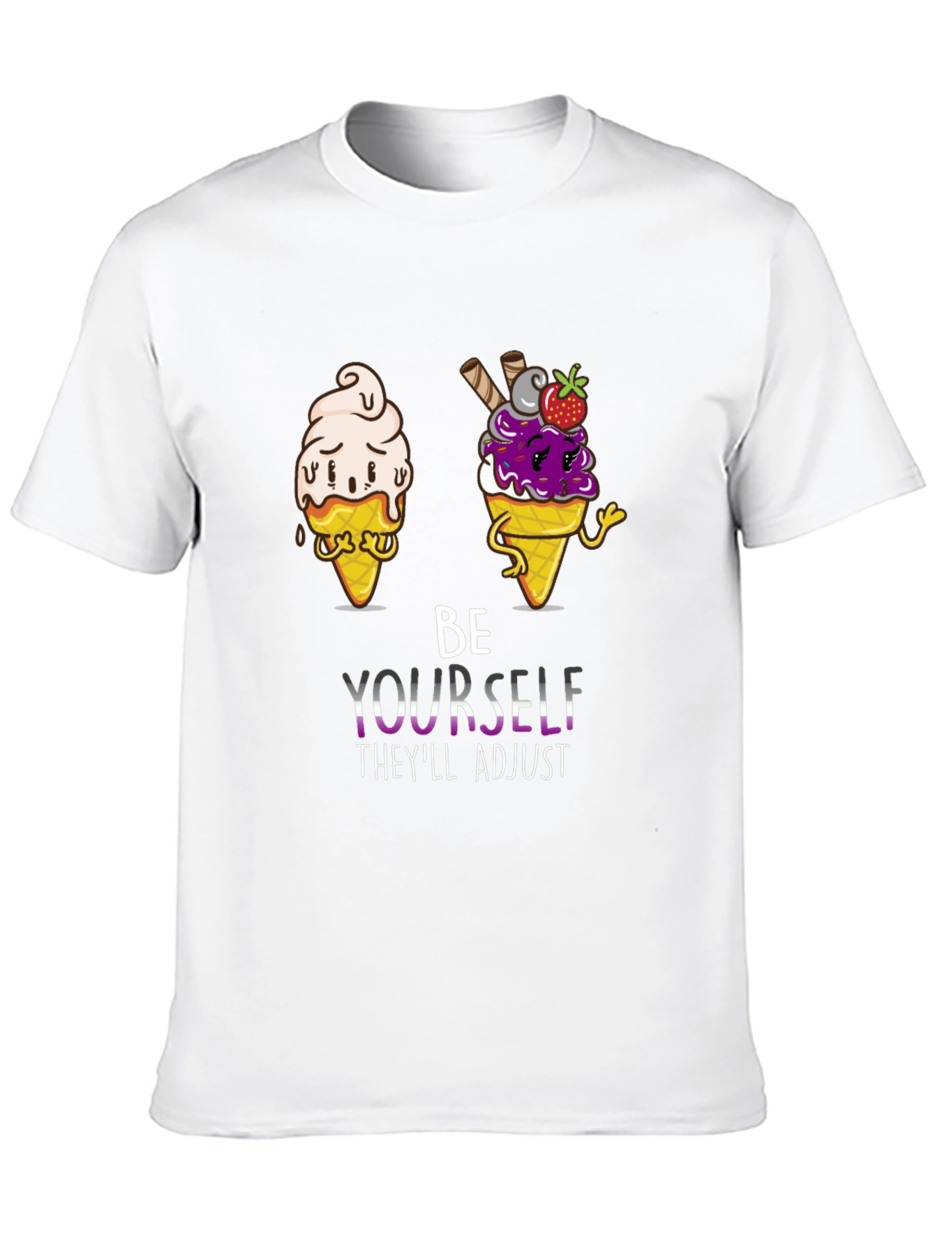 Be Yourself Pride Tee with Ice Cream Cone Design
