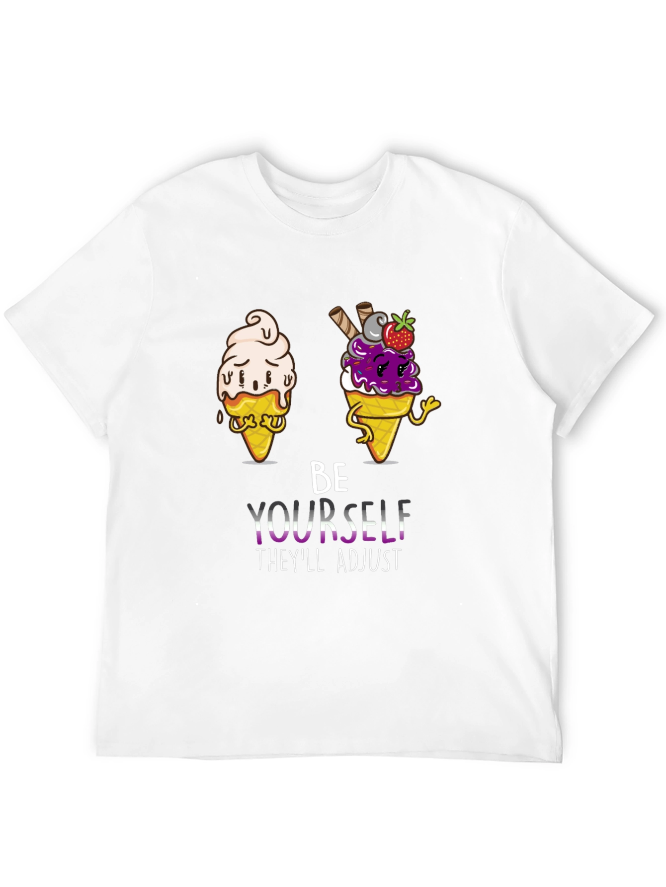 Be Yourself Pride Tee with Ice Cream Cone Design