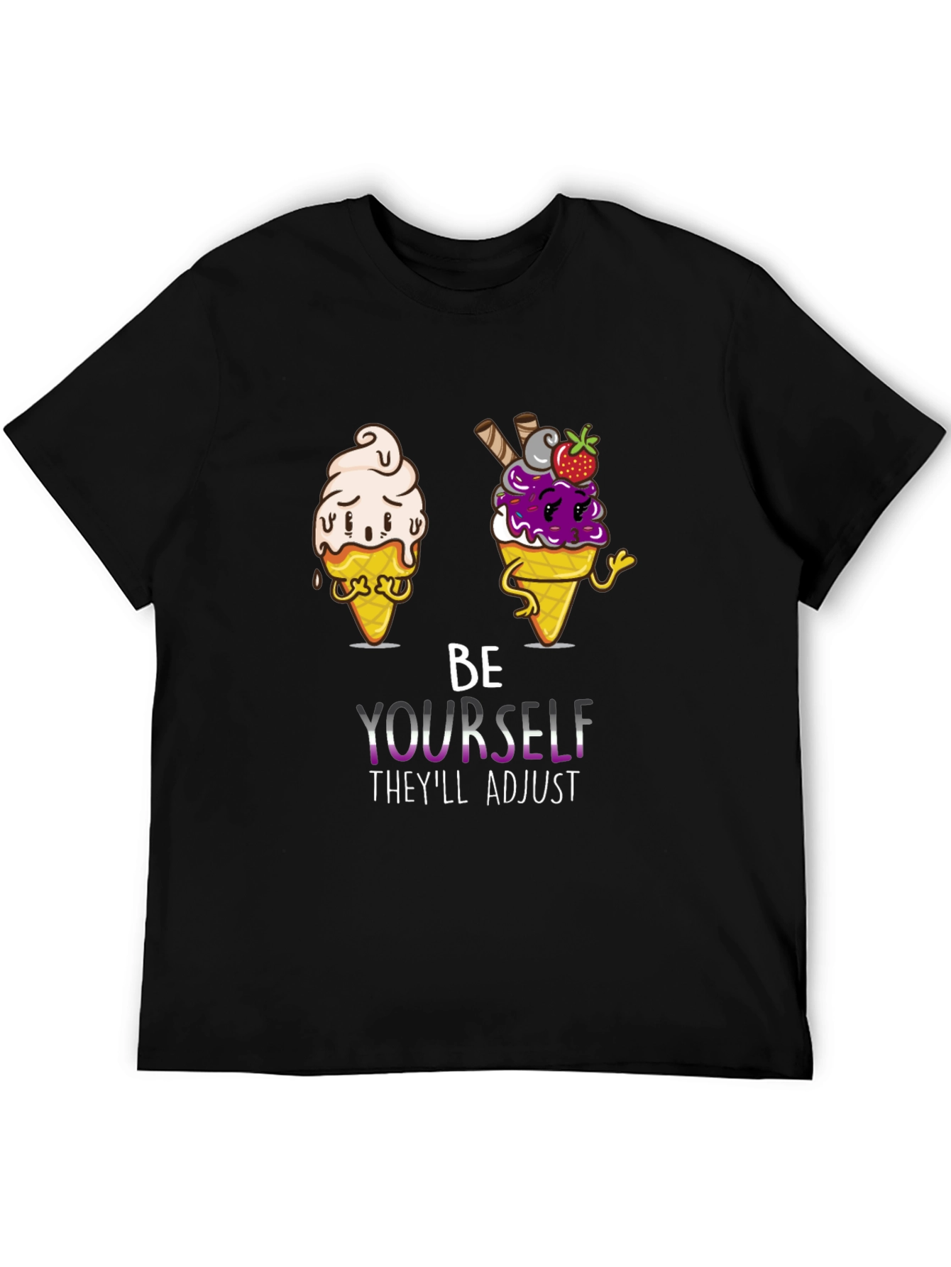 Be Yourself Pride Tee with Ice Cream Cone Design