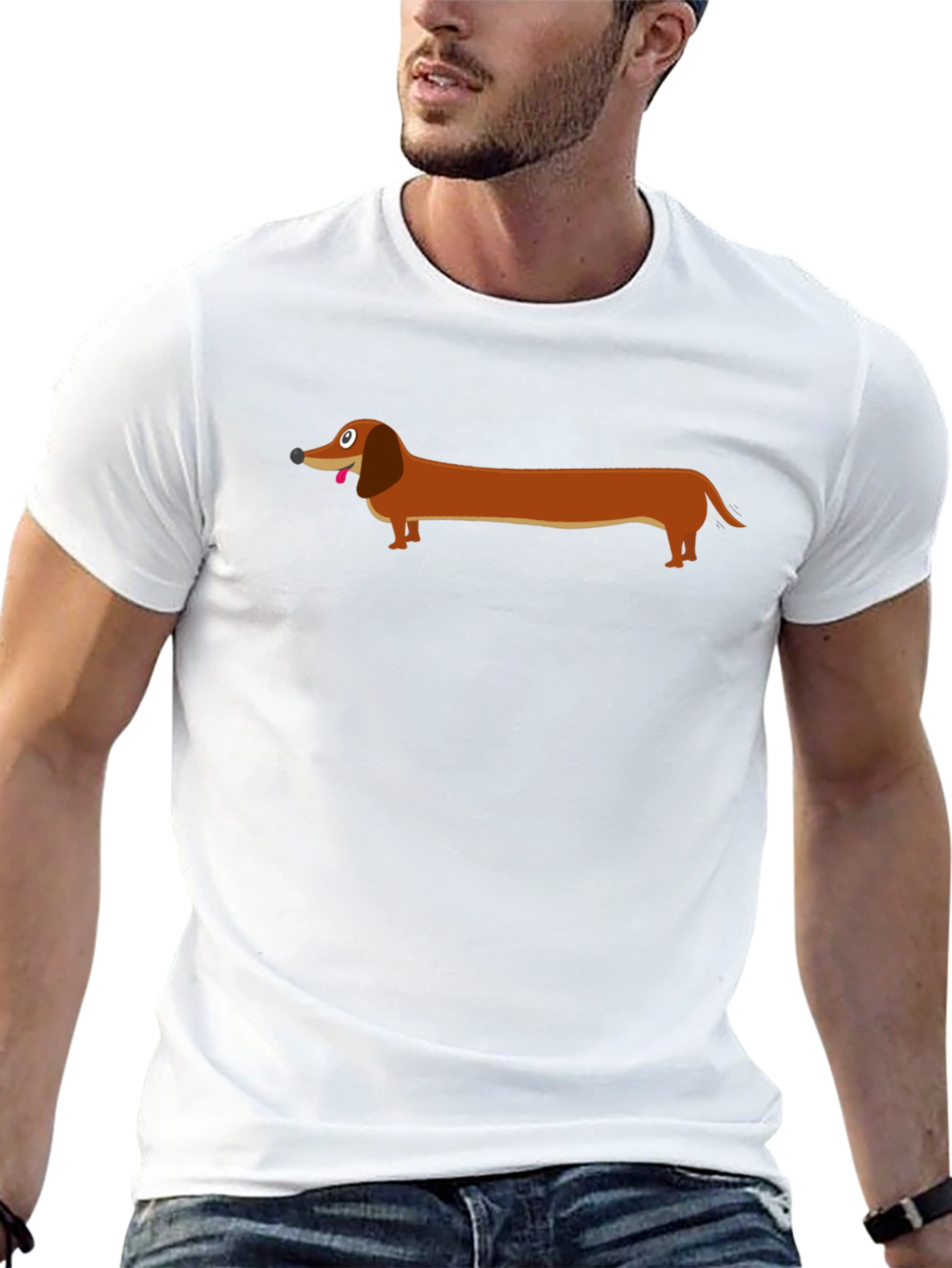 Dachshund Graphic Tee - Black Cotton T-Shirt