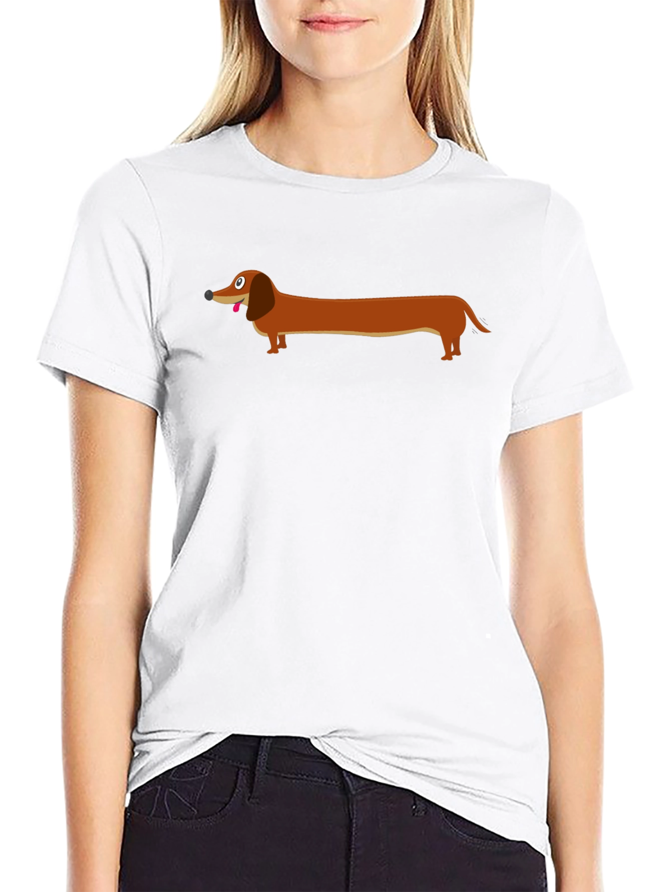 Dachshund Graphic Tee - Black Cotton T-Shirt