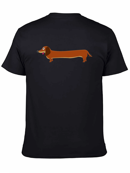 Dachshund Graphic Tee - Black Cotton T-Shirt