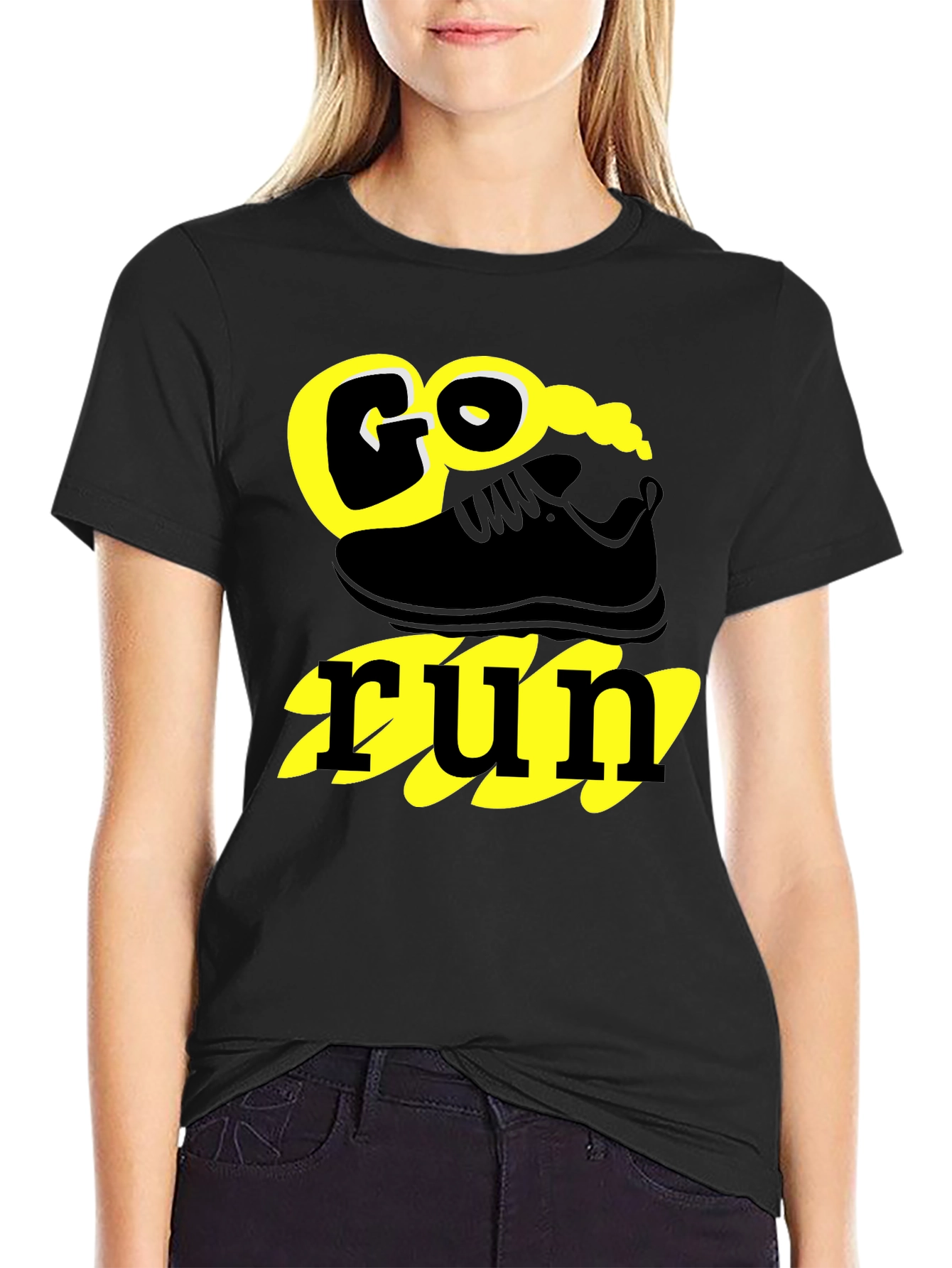 Go Run Graphic T-Shirt - Black