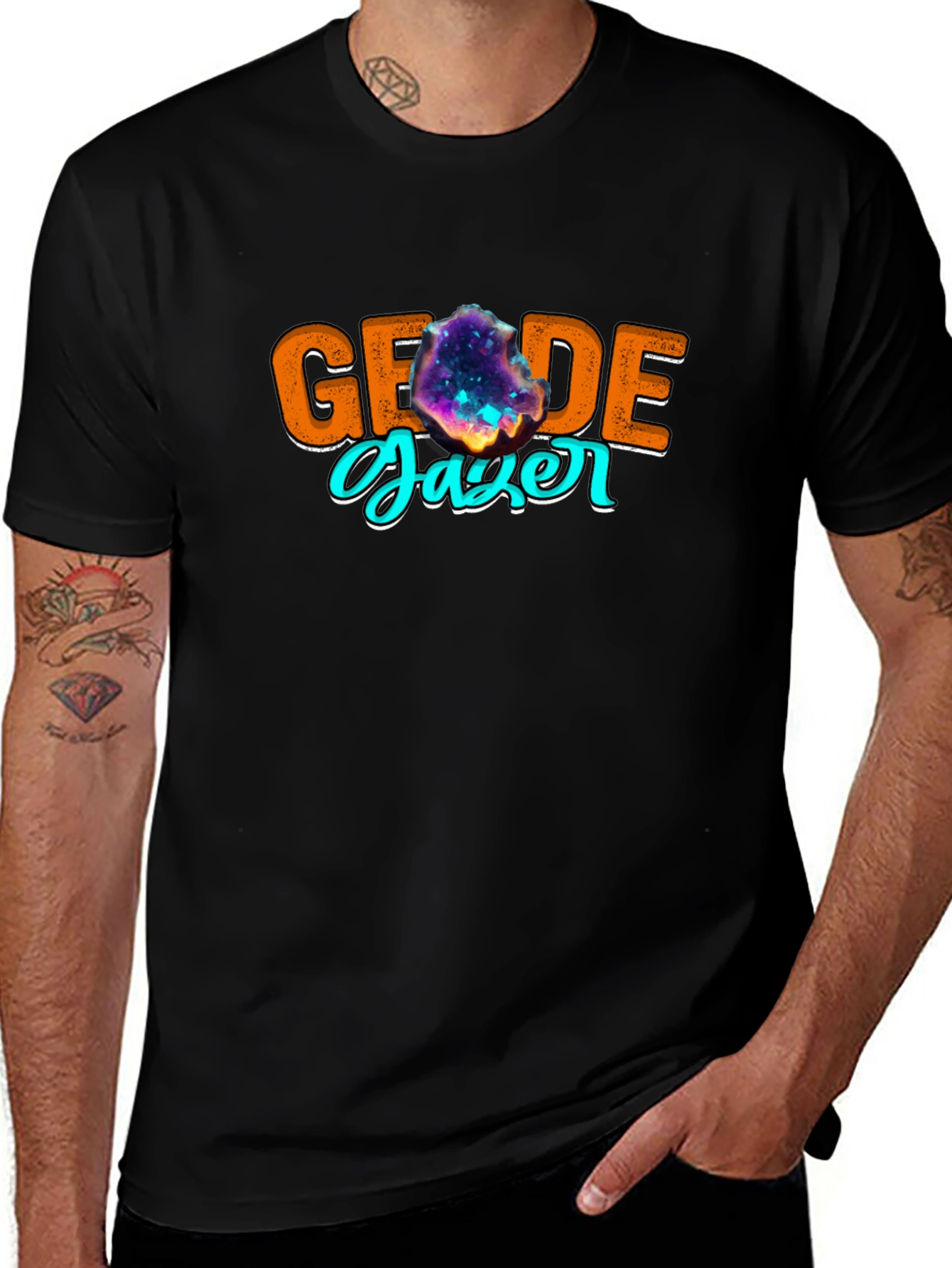 Geode Gazer Graphic Tee - Black Cotton T-Shirt