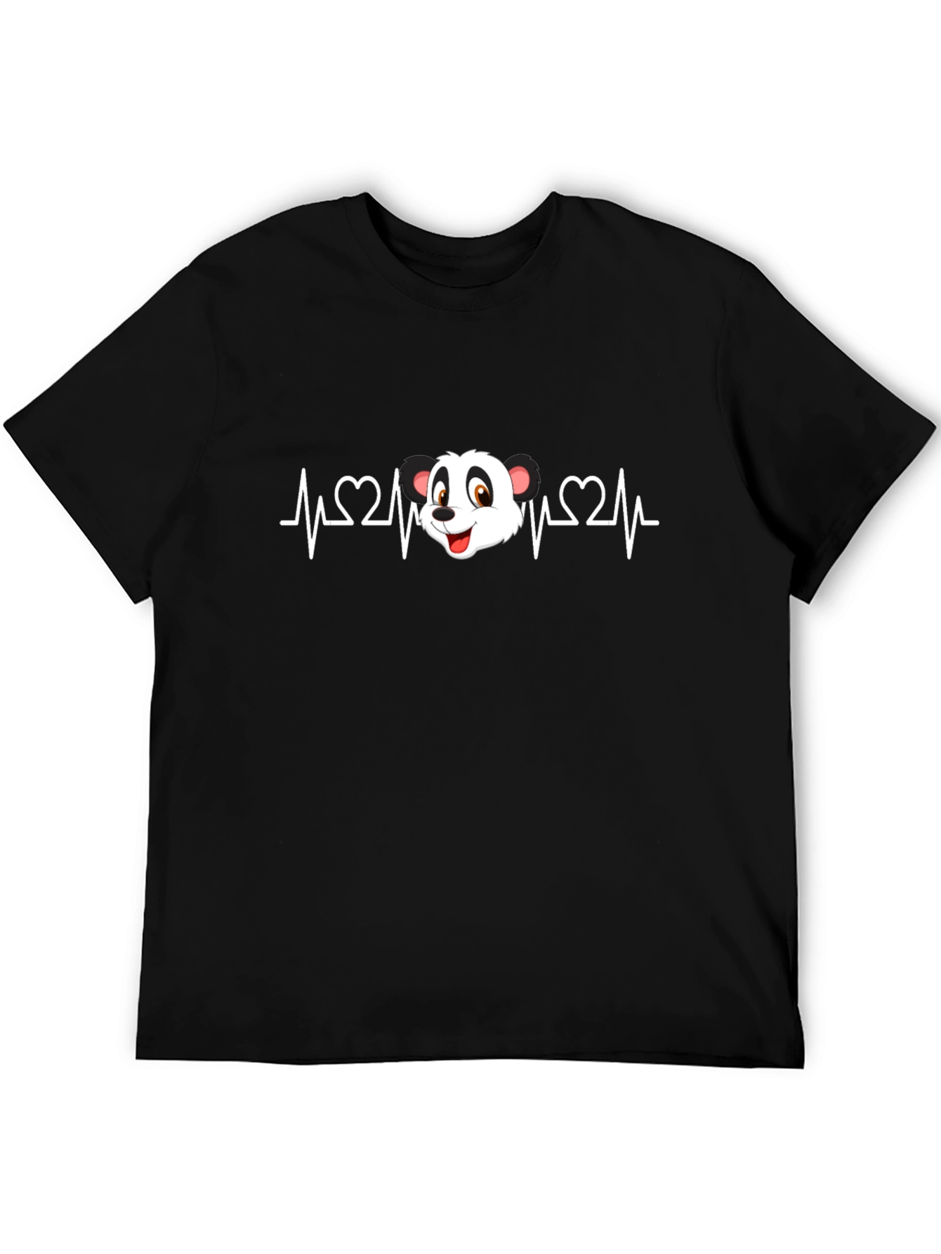 Panda Heartbeat Graphic T-Shirt - Black