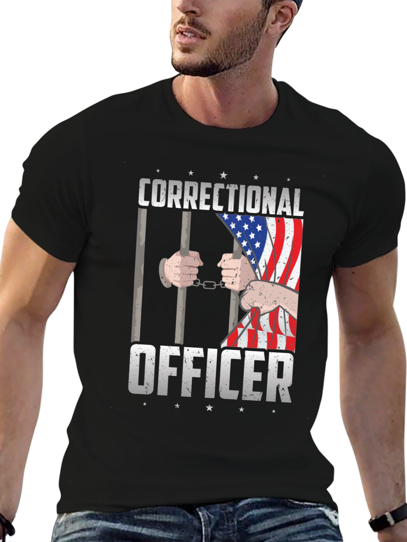Correctional Officer American Flag Graphic T-Shirt