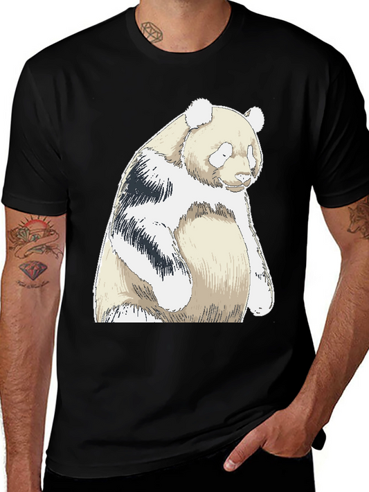 Panda Bear Graphic Tee - Black Cotton Blend