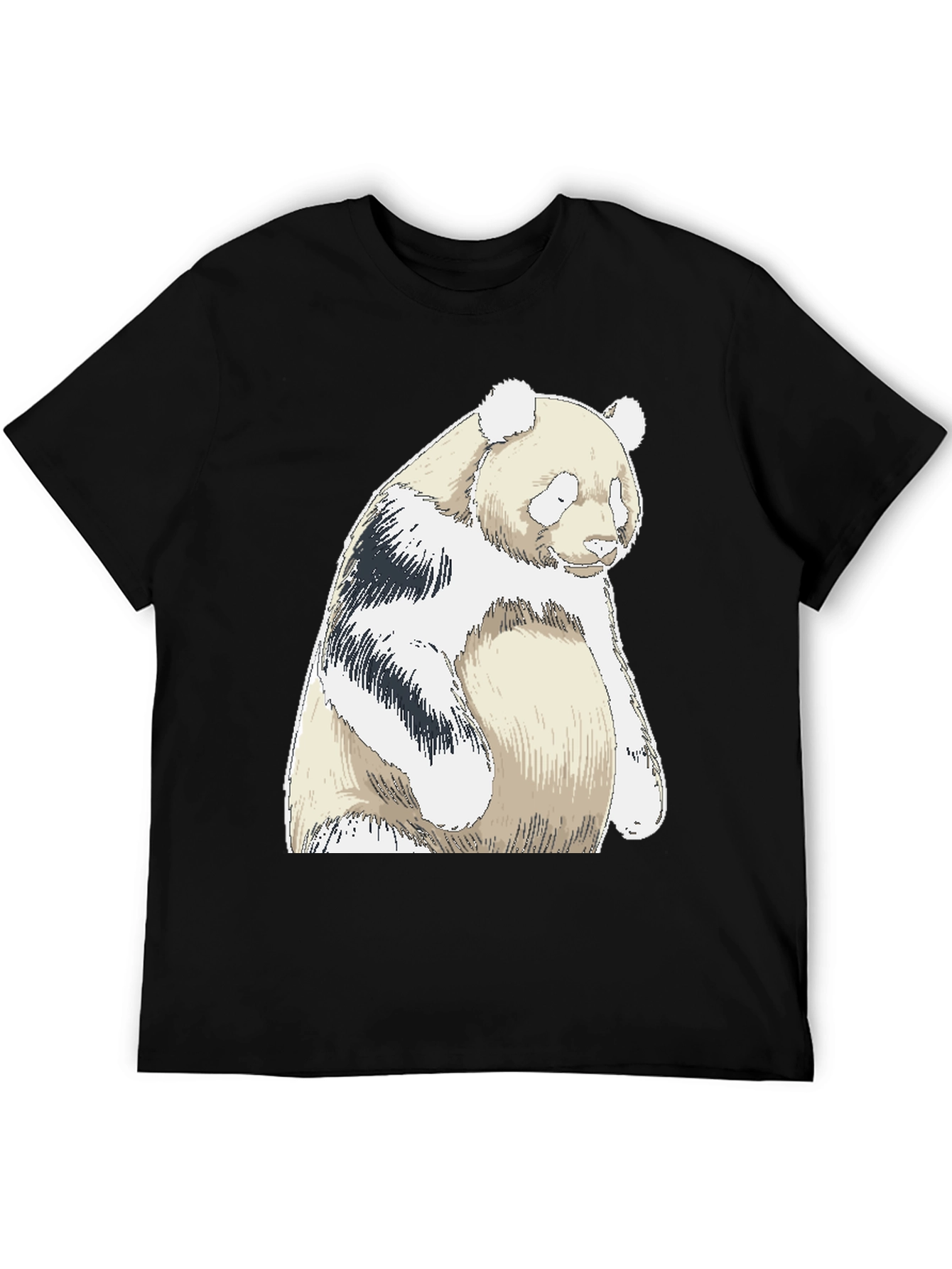 Panda Bear Graphic Tee - Black Cotton Blend