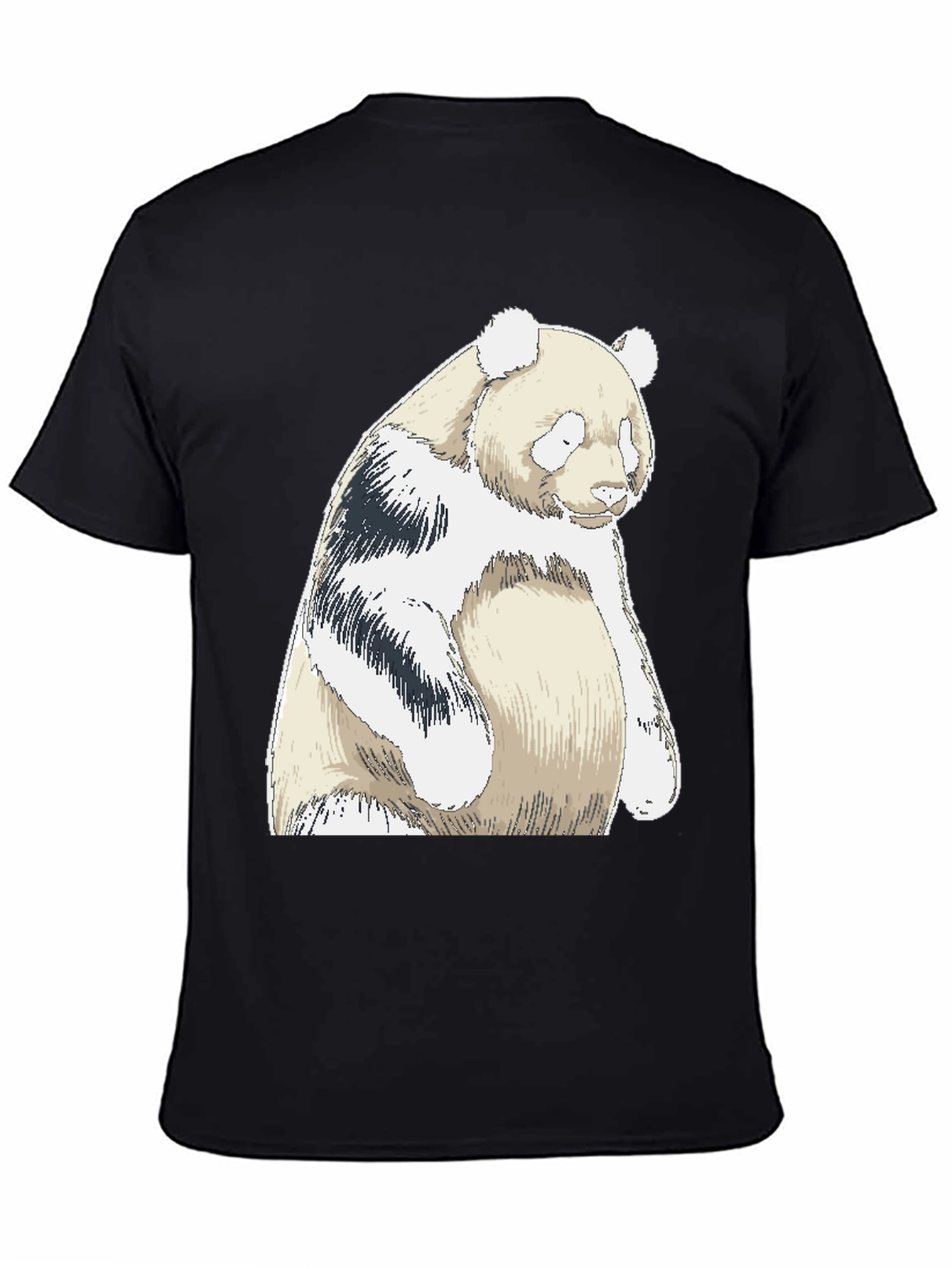 Panda Bear Graphic Tee - Black Cotton Blend