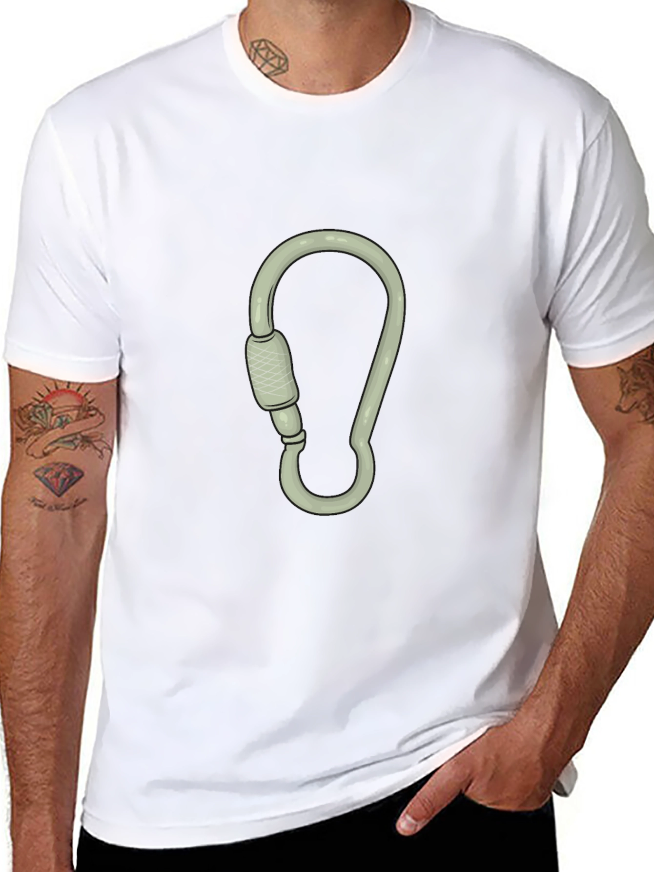 Black T-Shirt with Carabiner Graphic