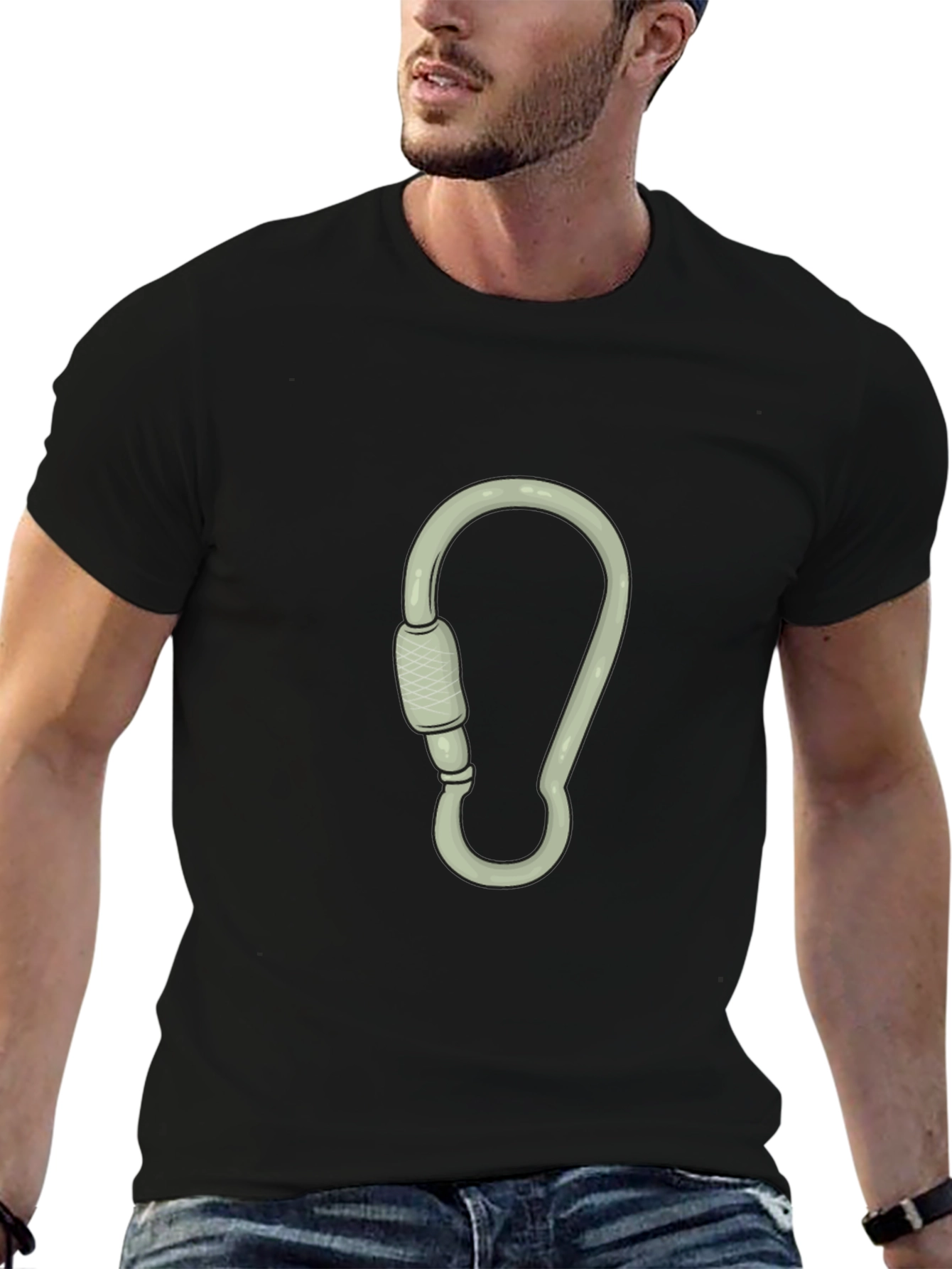 Black T-Shirt with Carabiner Graphic