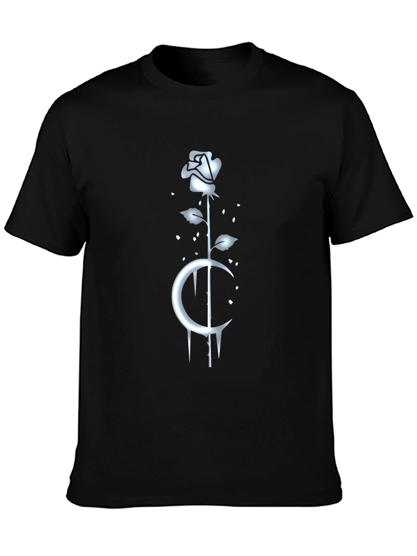 Rose and Moon Graphic Tee - Black