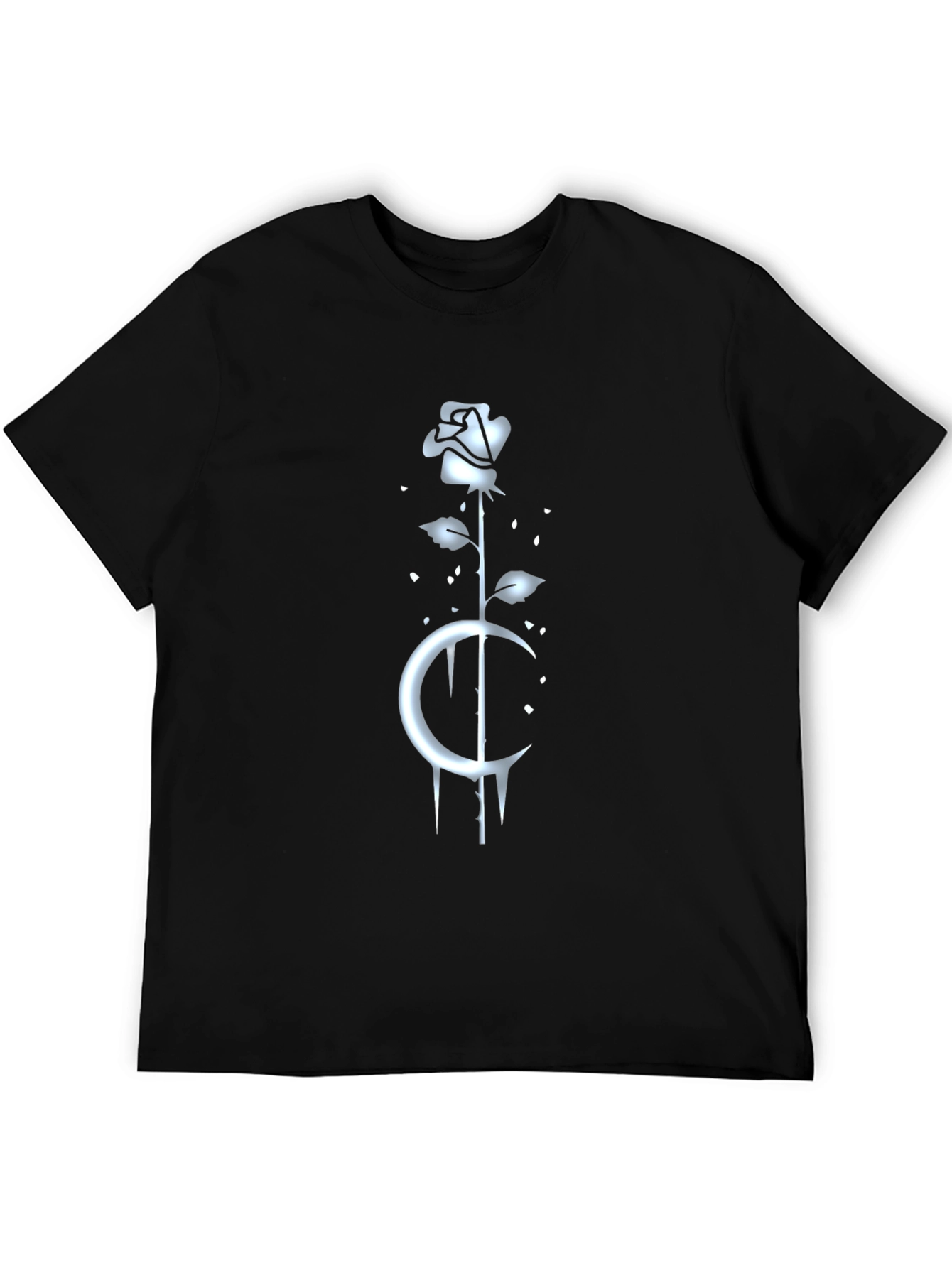 Rose and Moon Graphic Tee - Black