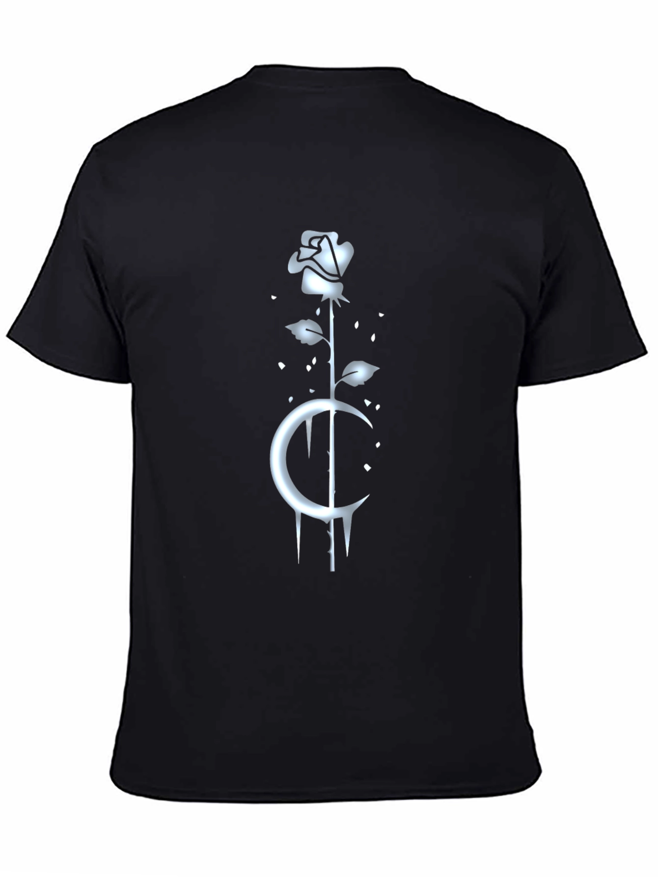 Rose and Moon Graphic Tee - Black
