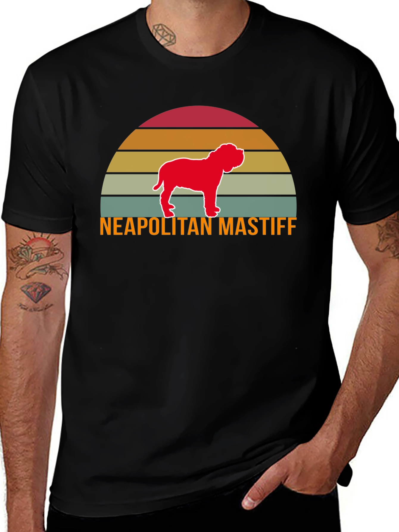 Neapolitan Mastiff Retro Sunset T-Shirt