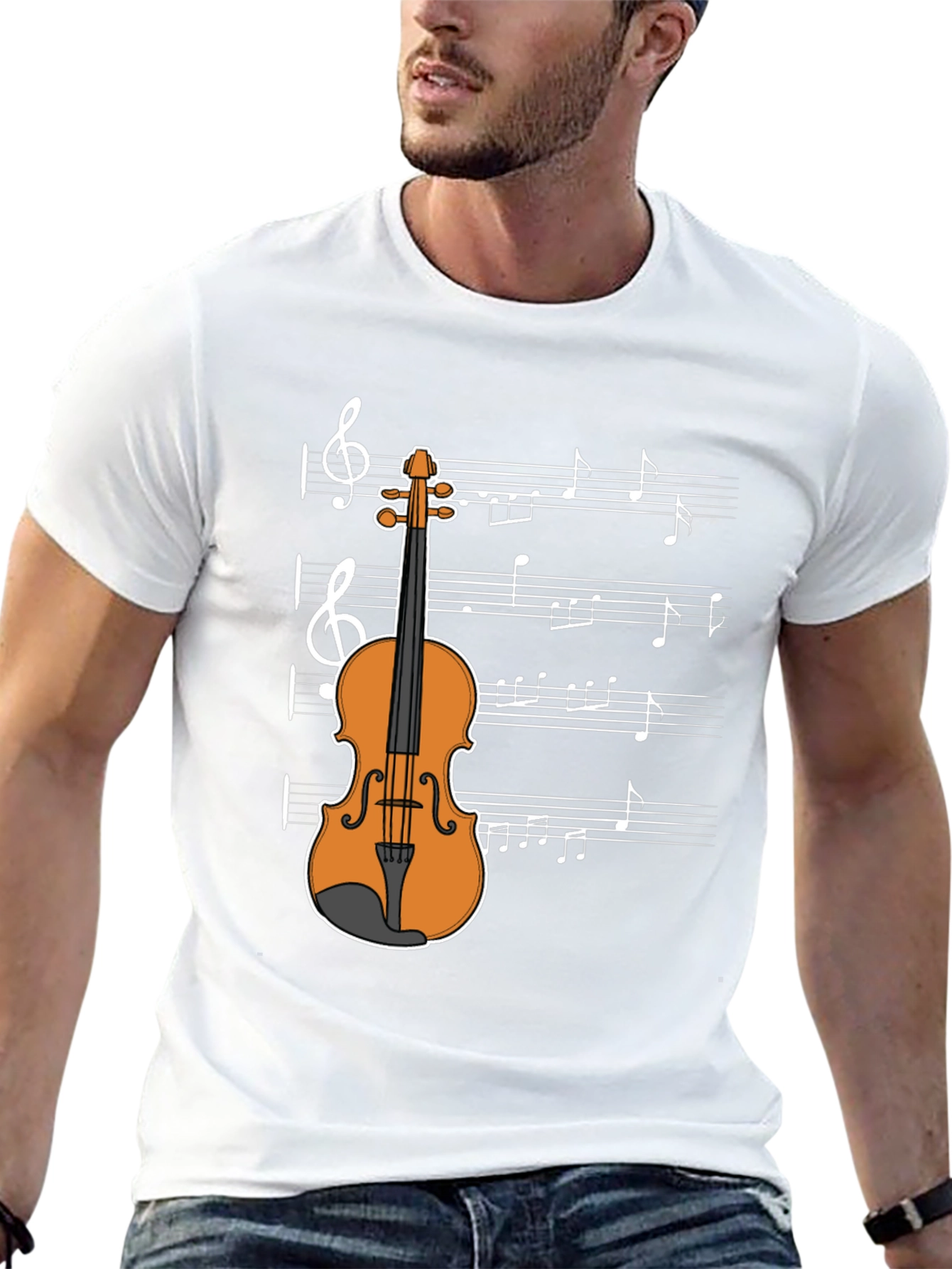 Musical Violin Graphic T-Shirt - Classic Design