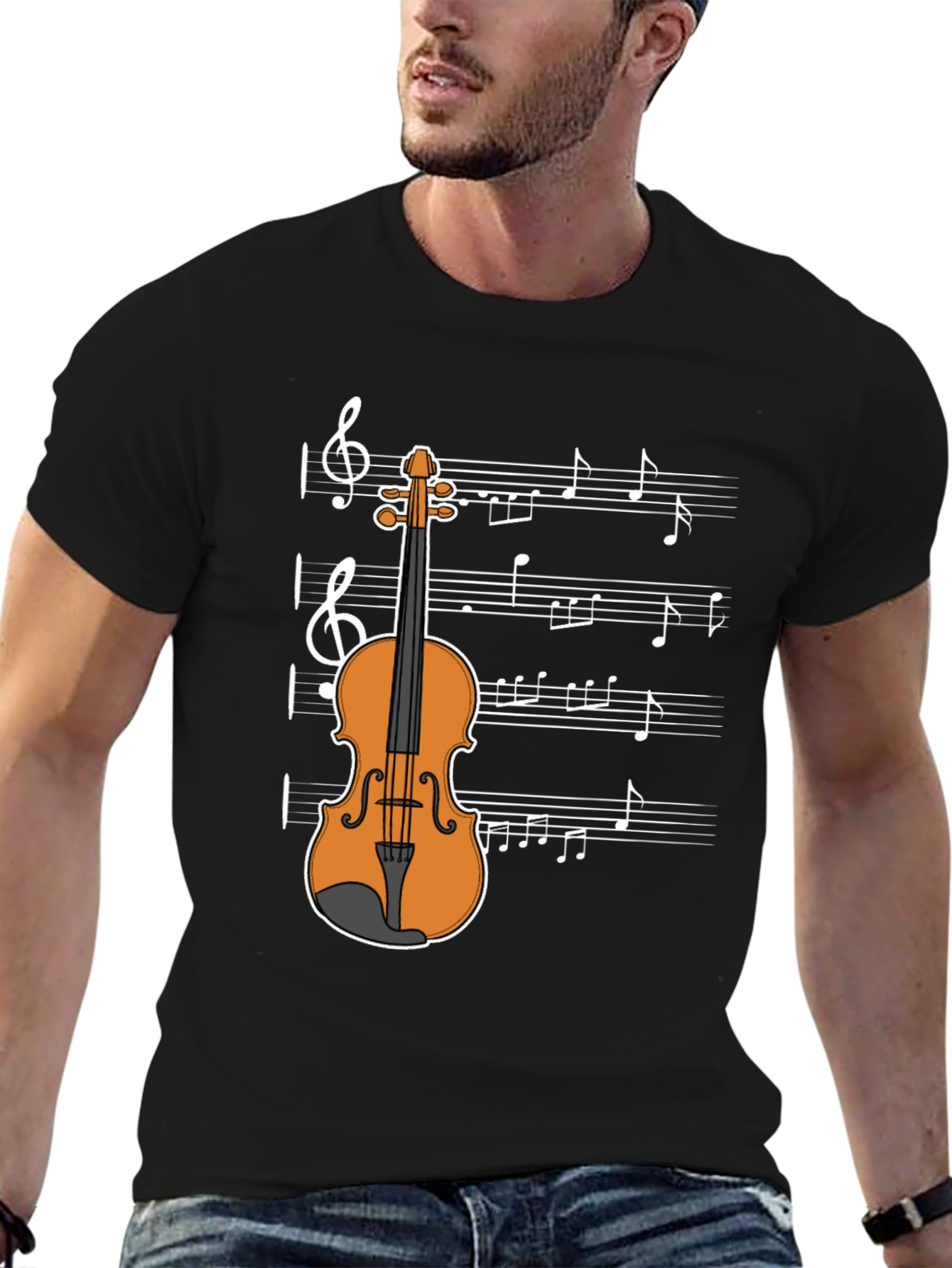 Musical Violin Graphic T-Shirt - Classic Design