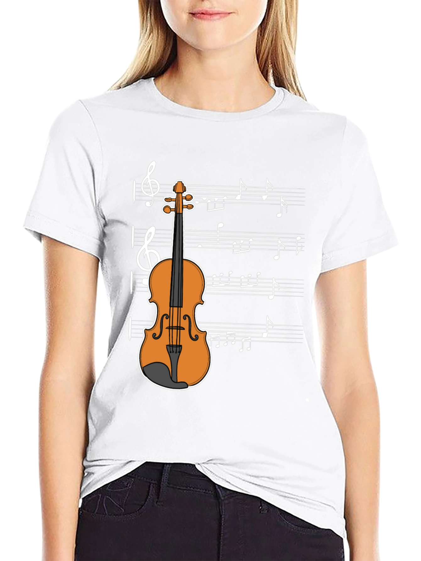 Musical Violin Graphic T-Shirt - Classic Design