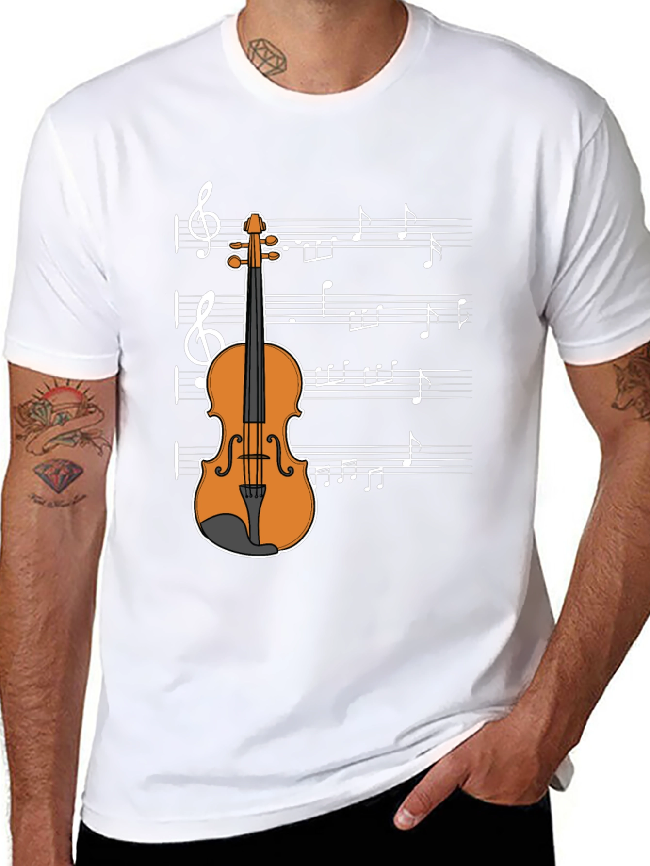 Musical Violin Graphic T-Shirt - Classic Design