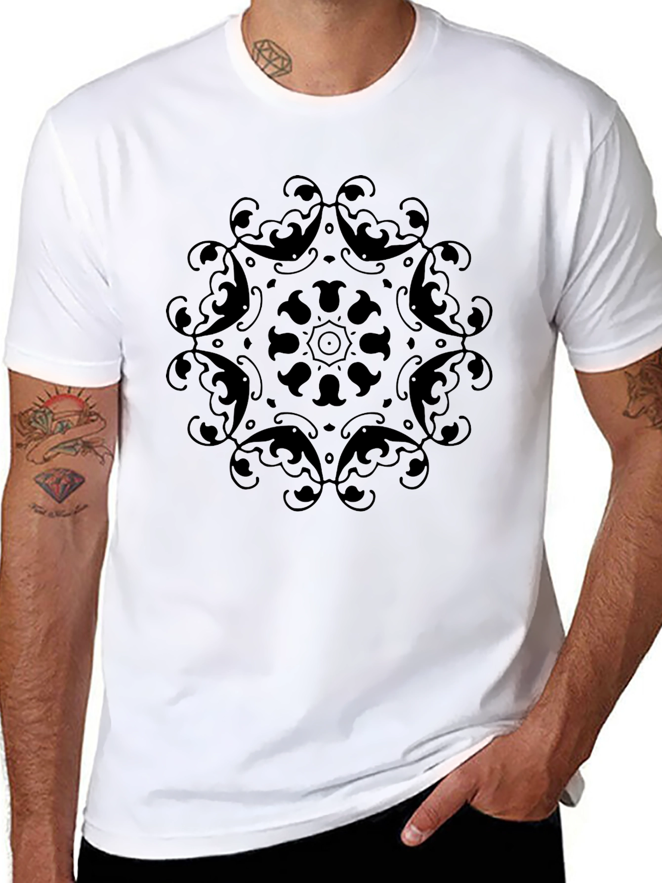 Black Mandala Print T-Shirt - Stylish Unisex Tee