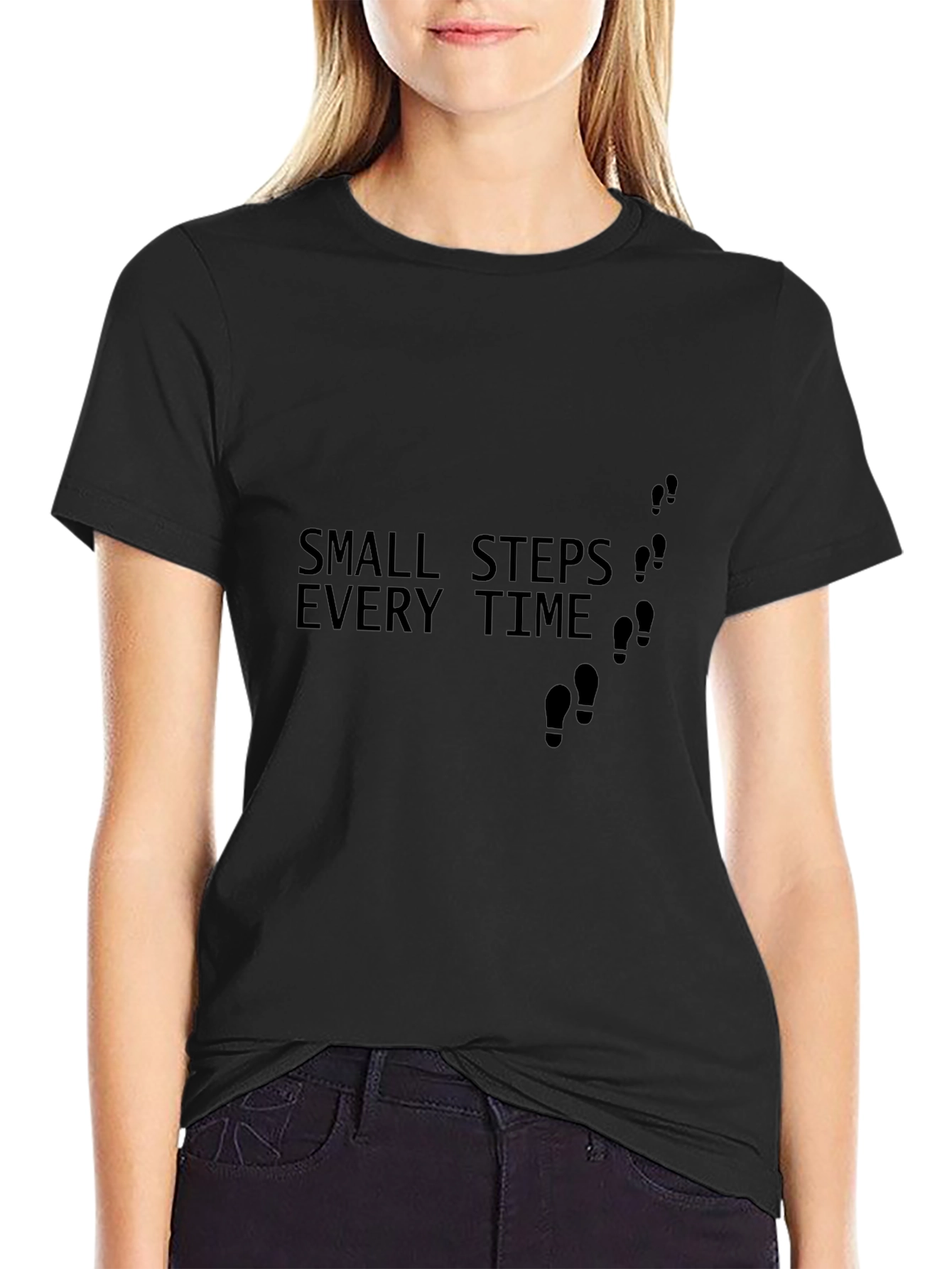 Small Steps Every Time Black T-Shirt