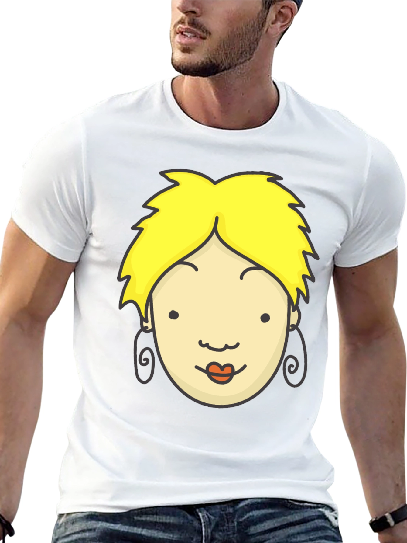 Cartoon Face Graphic Black T-Shirt