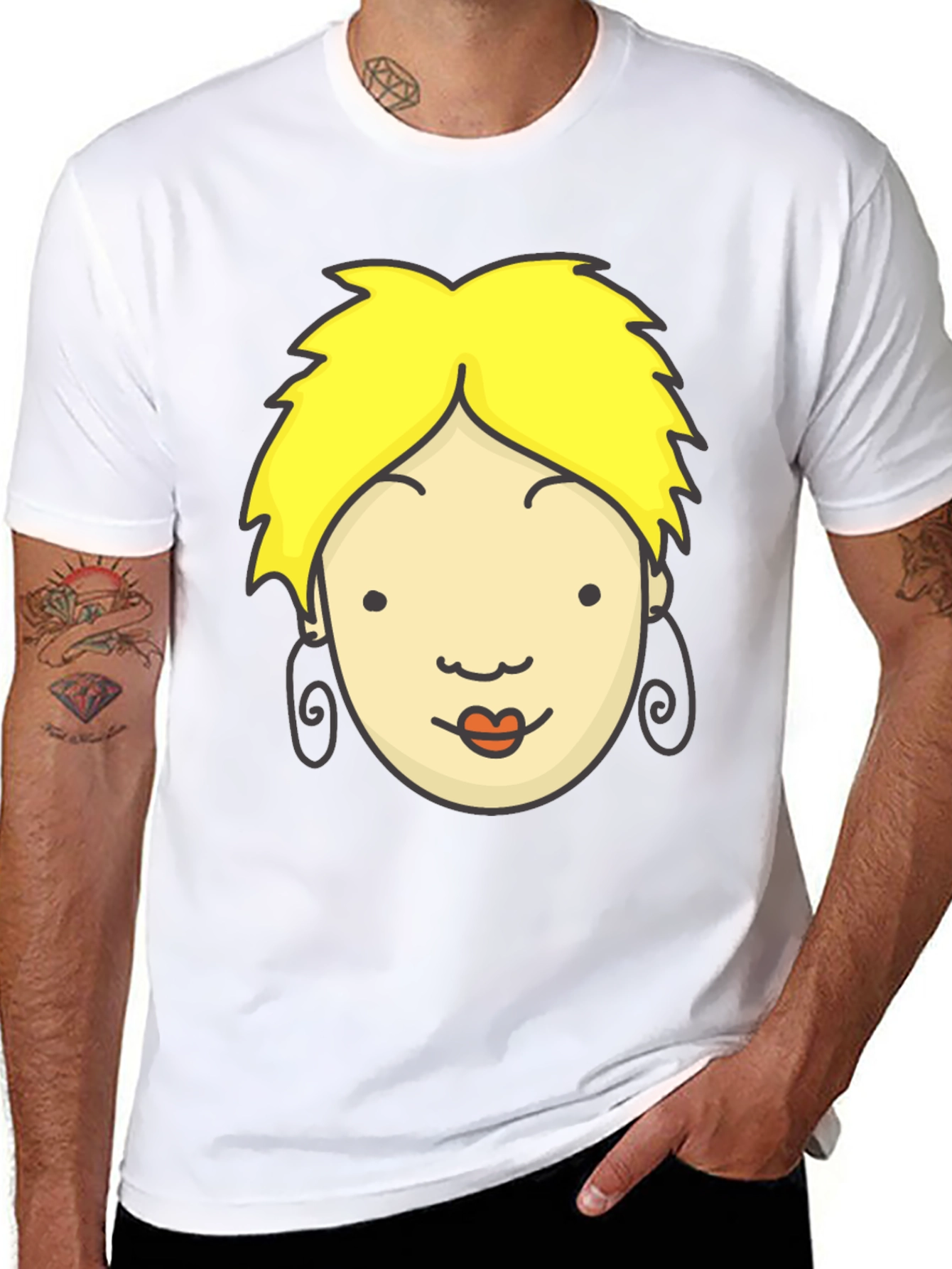 Cartoon Face Graphic Black T-Shirt