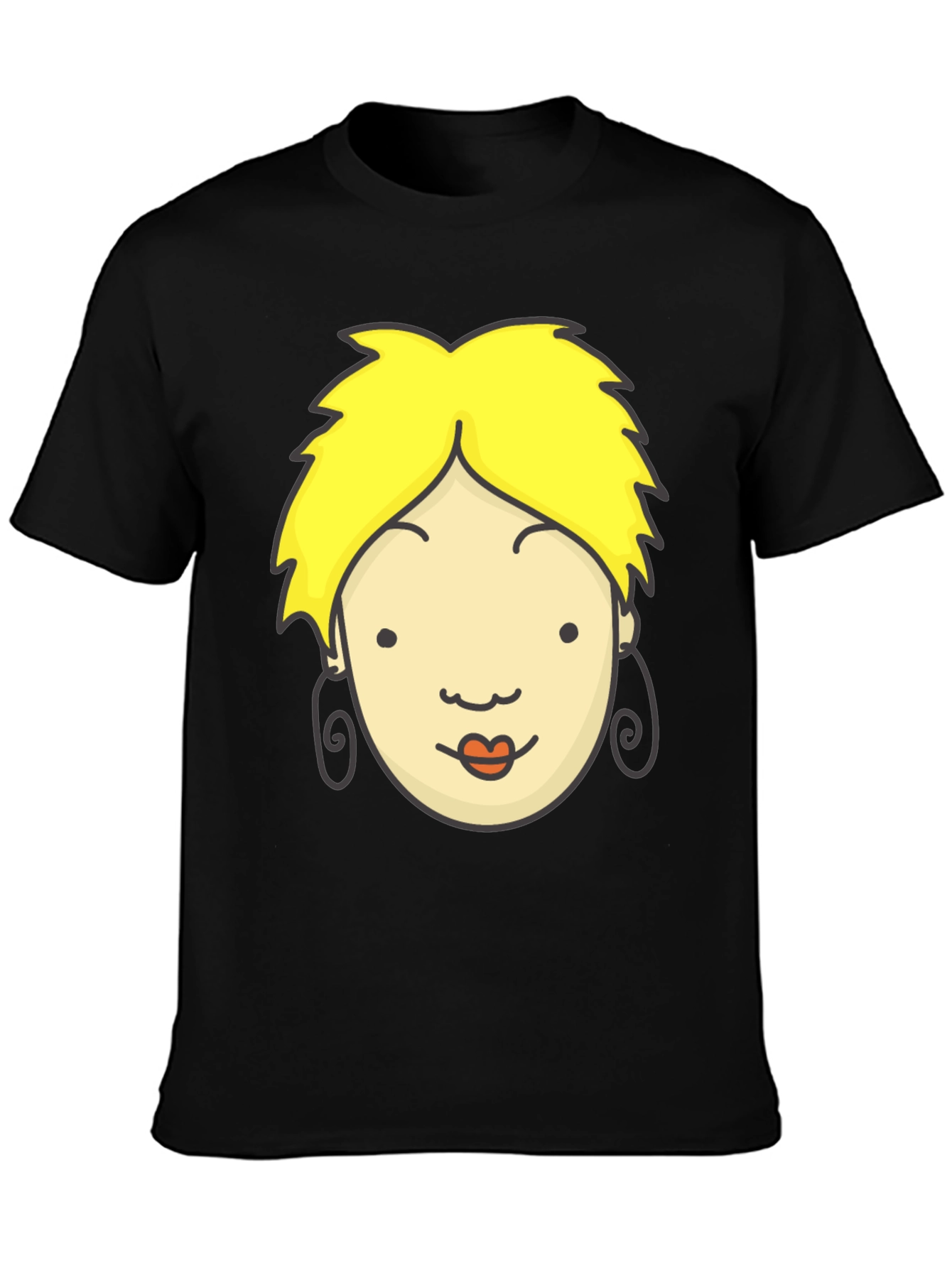 Cartoon Face Graphic Black T-Shirt