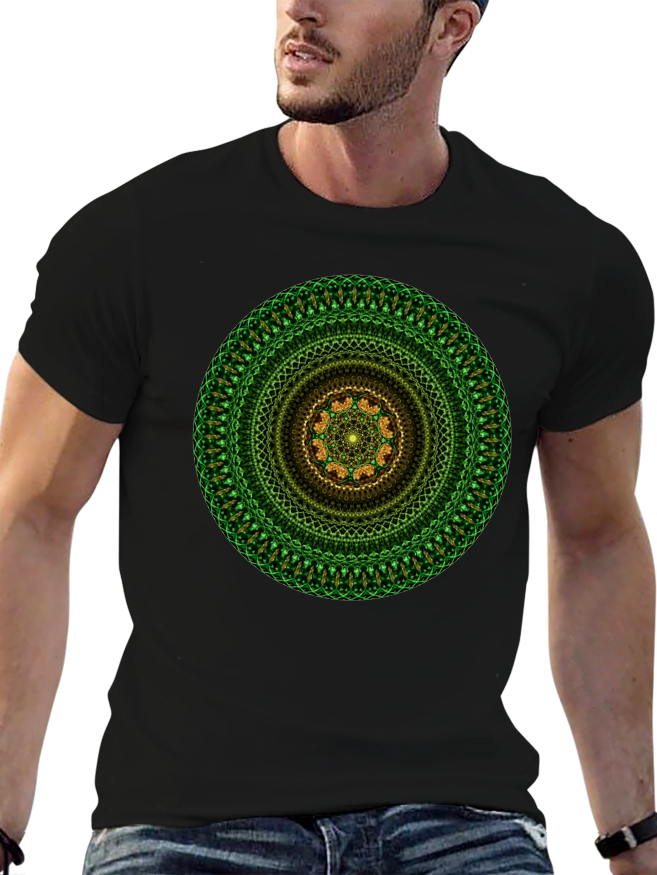 Green Mandala Graphic Tee - Casual Comfort