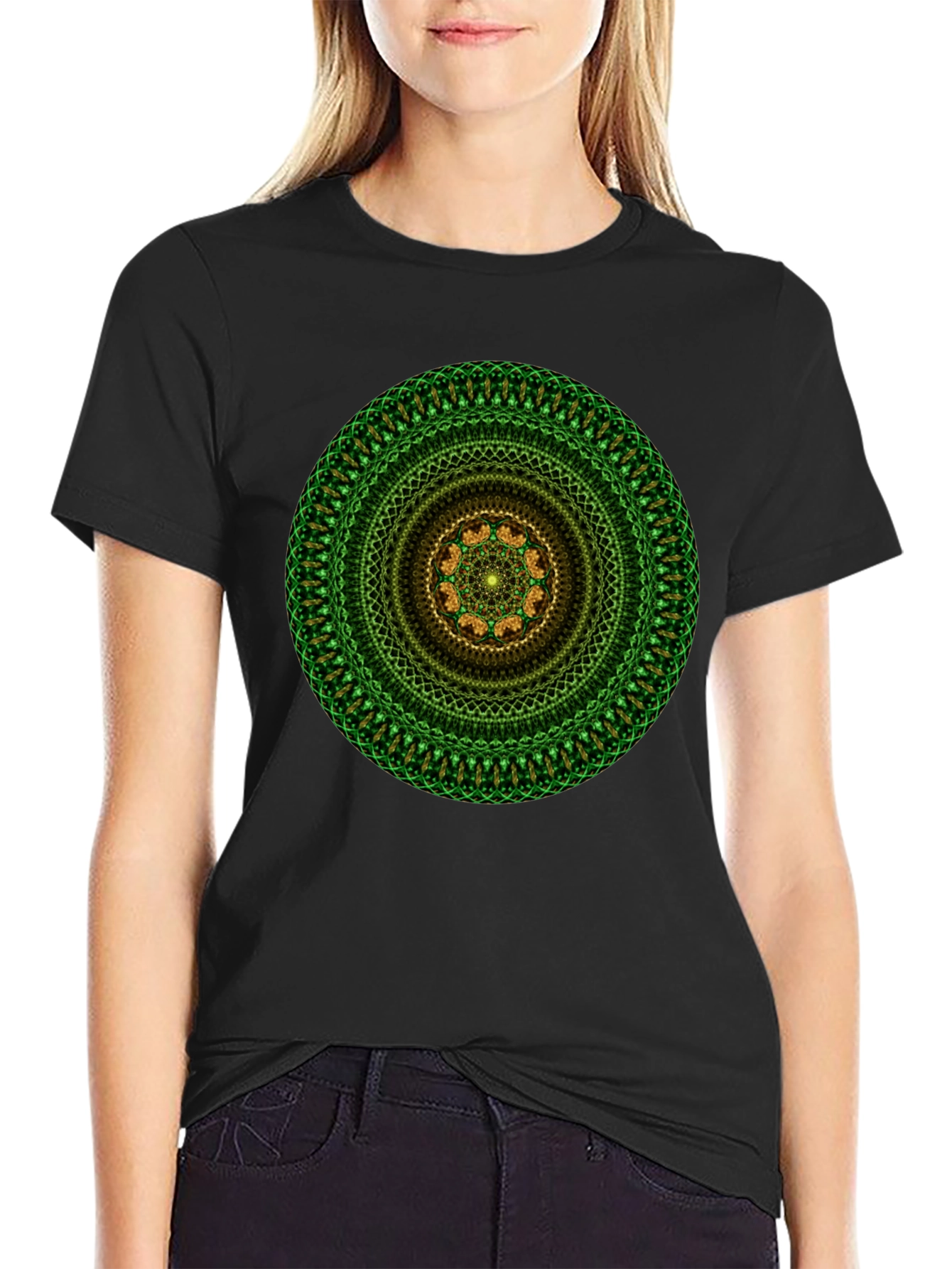 Green Mandala Graphic Tee - Casual Comfort