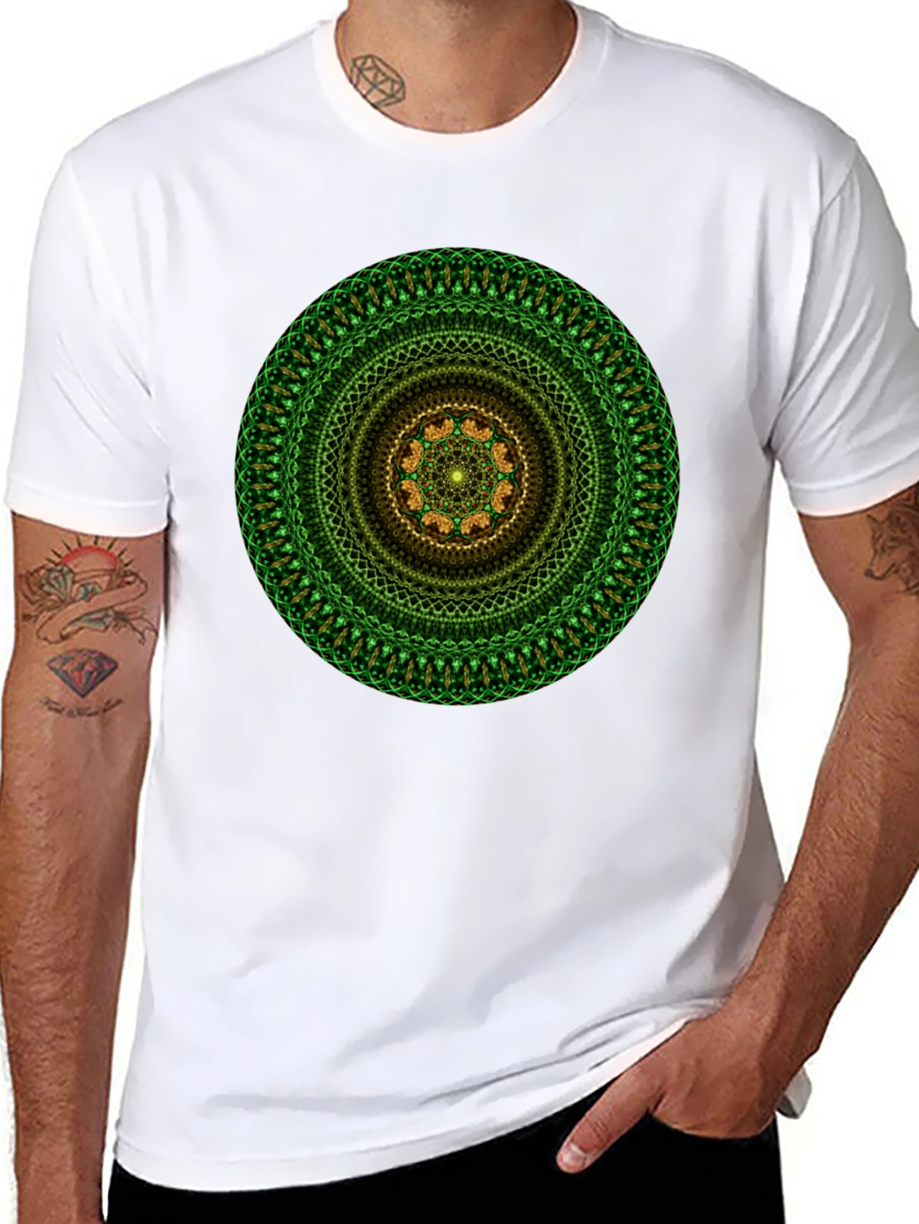 Green Mandala Graphic Tee - Casual Comfort