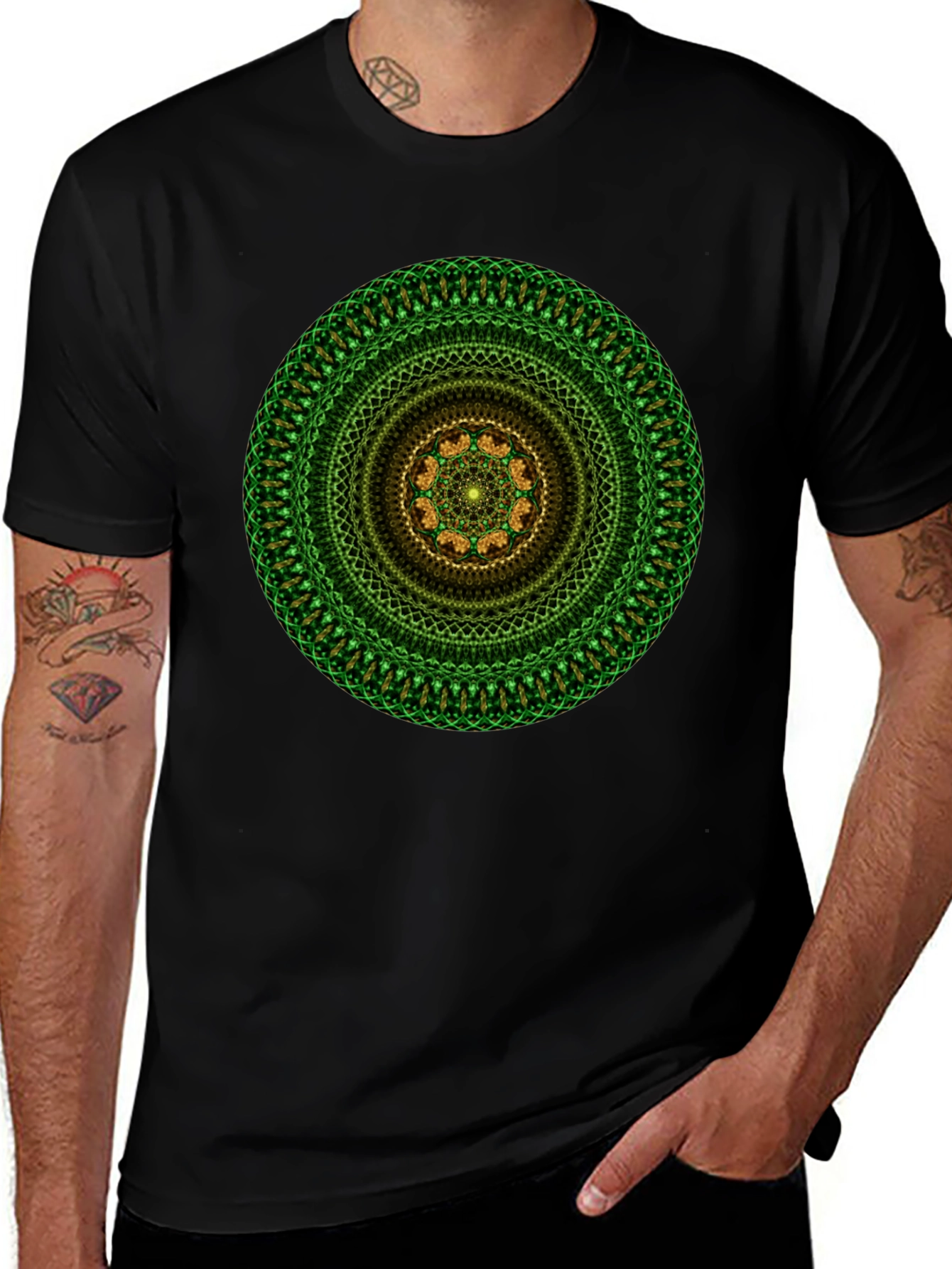 Green Mandala Graphic Tee - Casual Comfort
