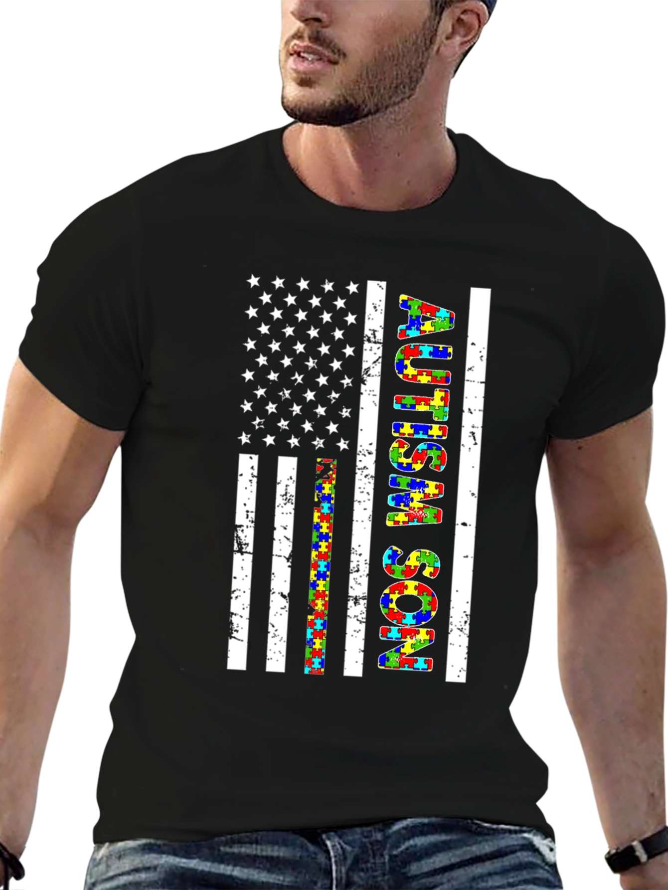 Autism Son American Flag T-Shirt
