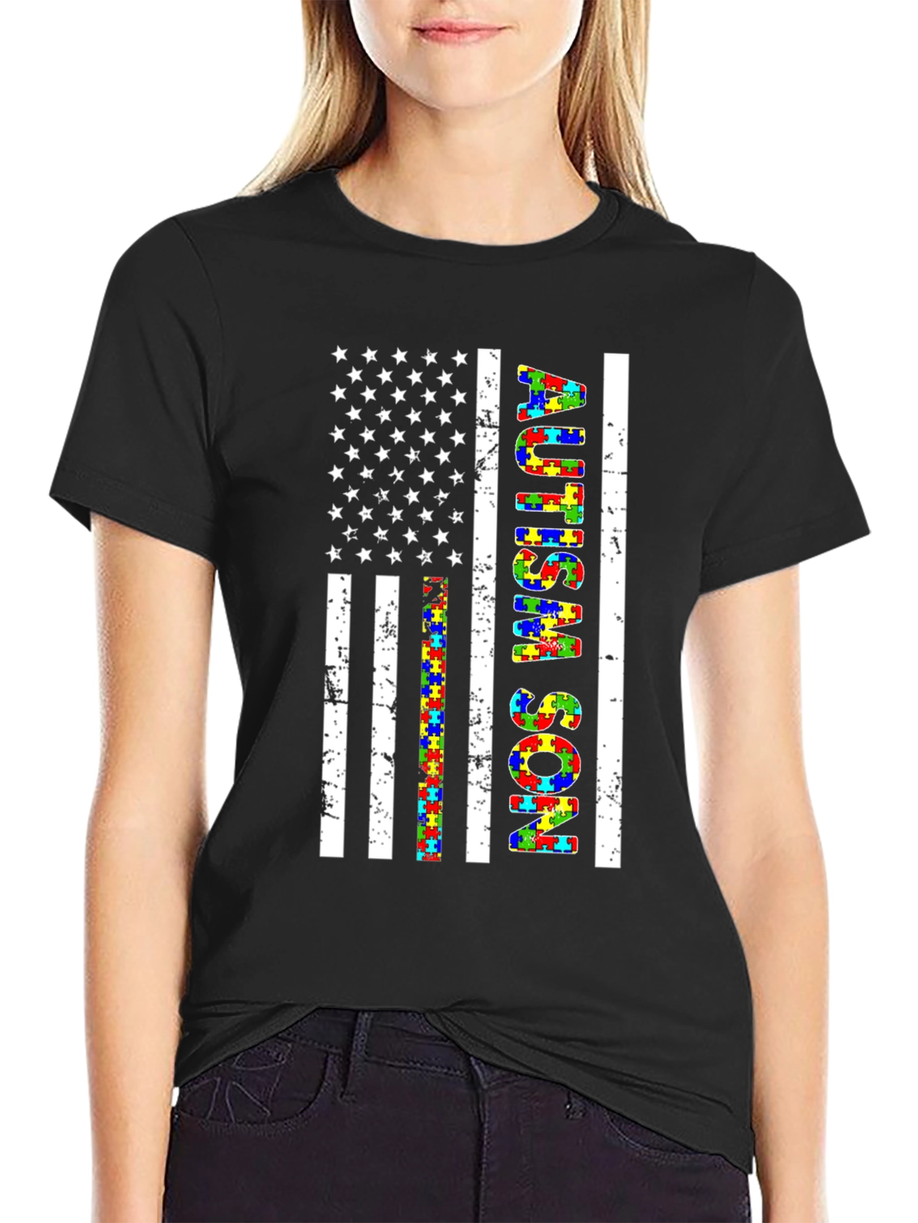 Autism Son American Flag T-Shirt