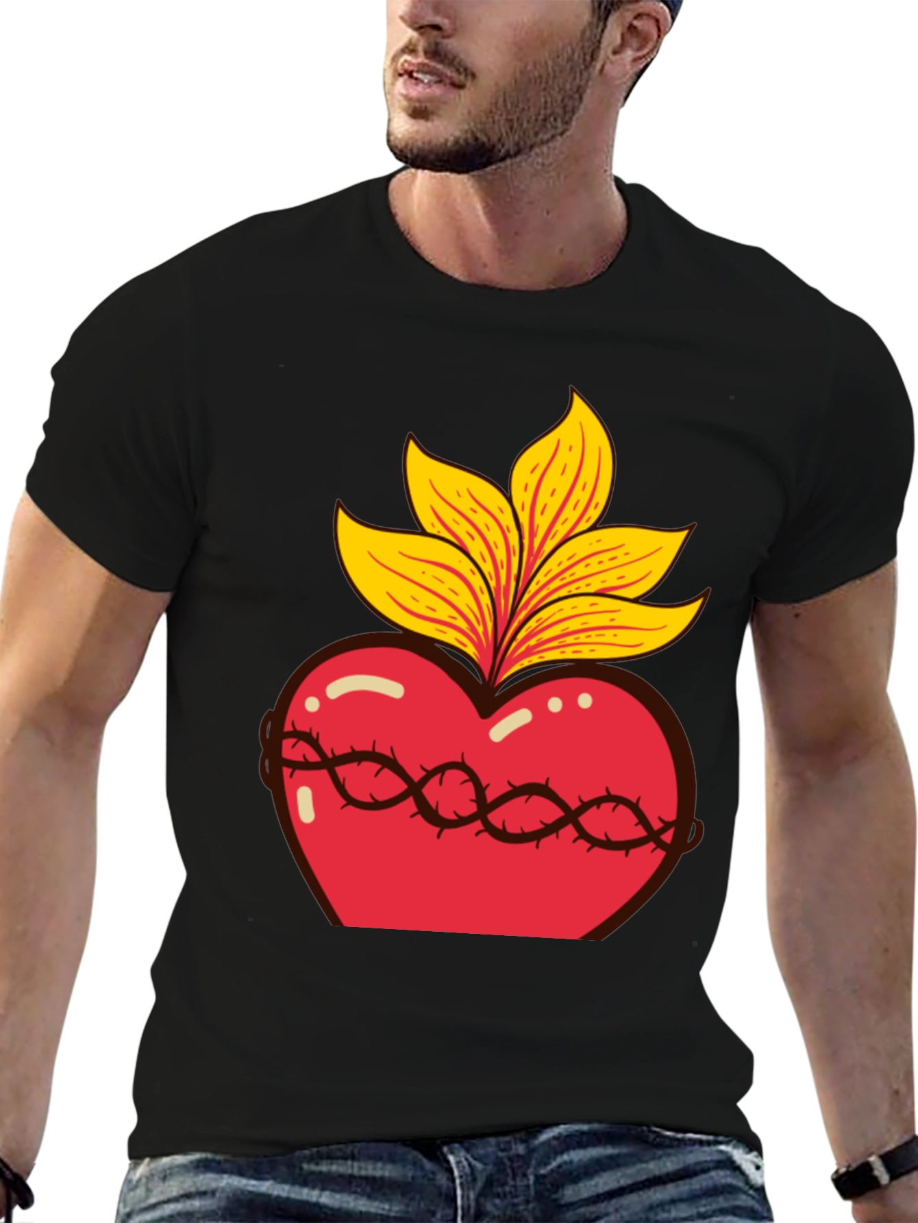 Sacred Heart Graphic Tee - Black