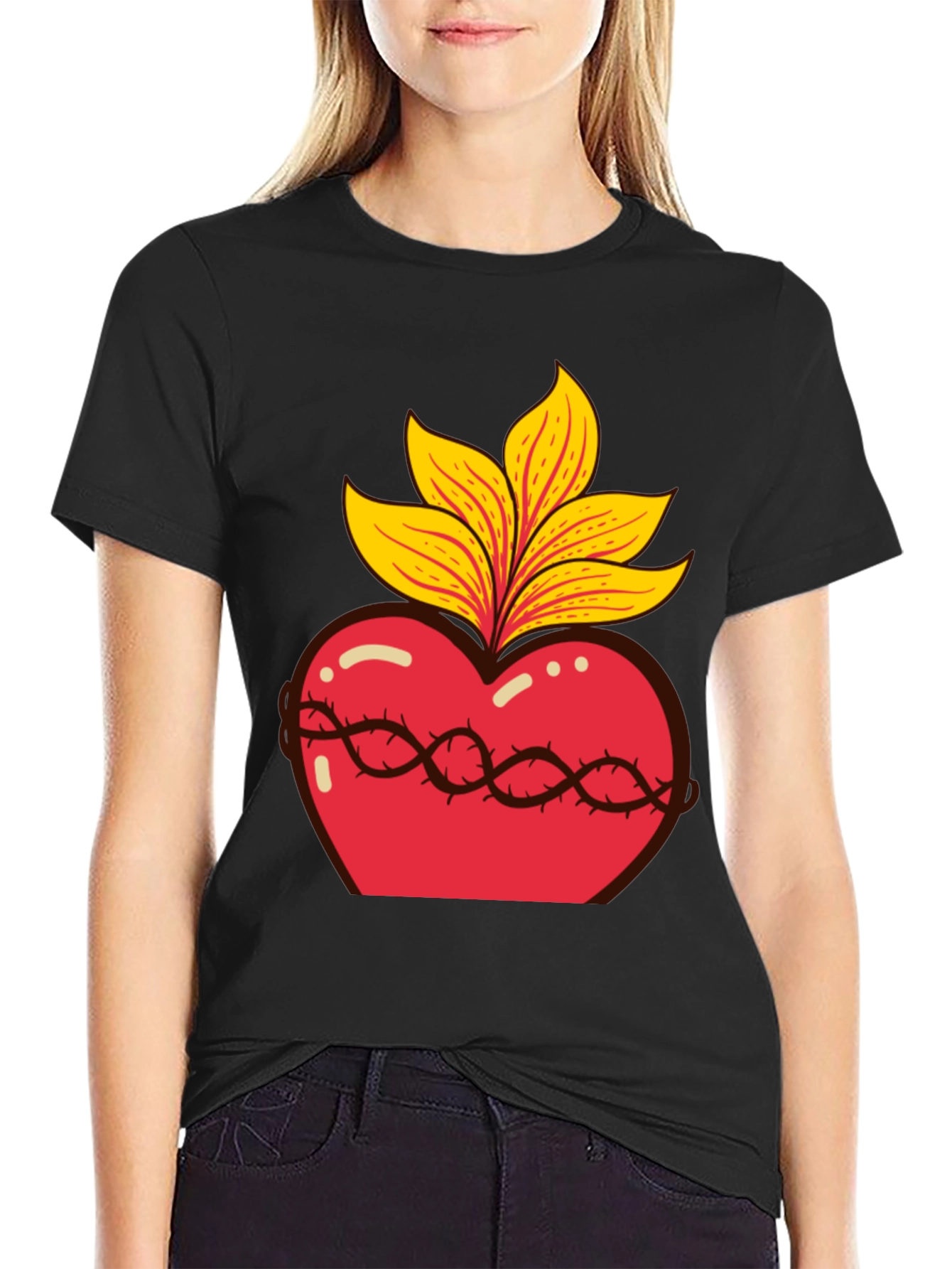 Sacred Heart Graphic Tee - Black